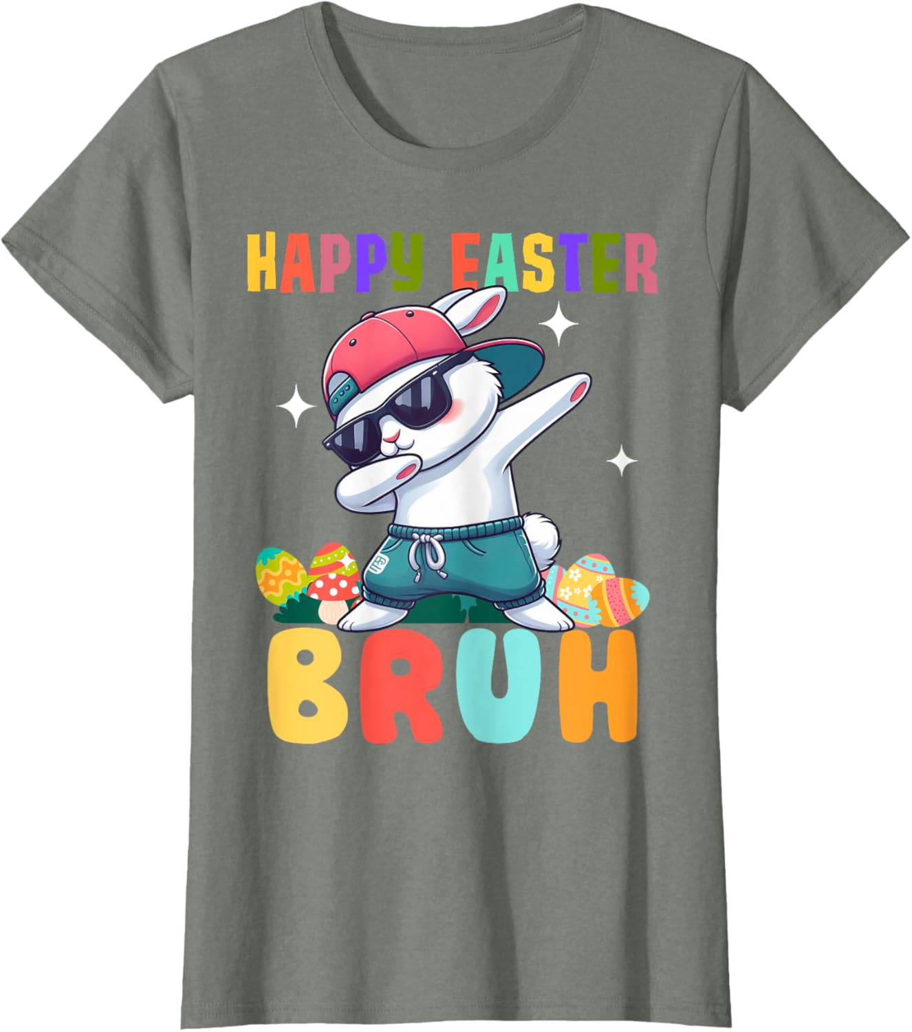 Dabbing Bunny Easter Bruh, Funny Boy Girl Kid T-Shirt