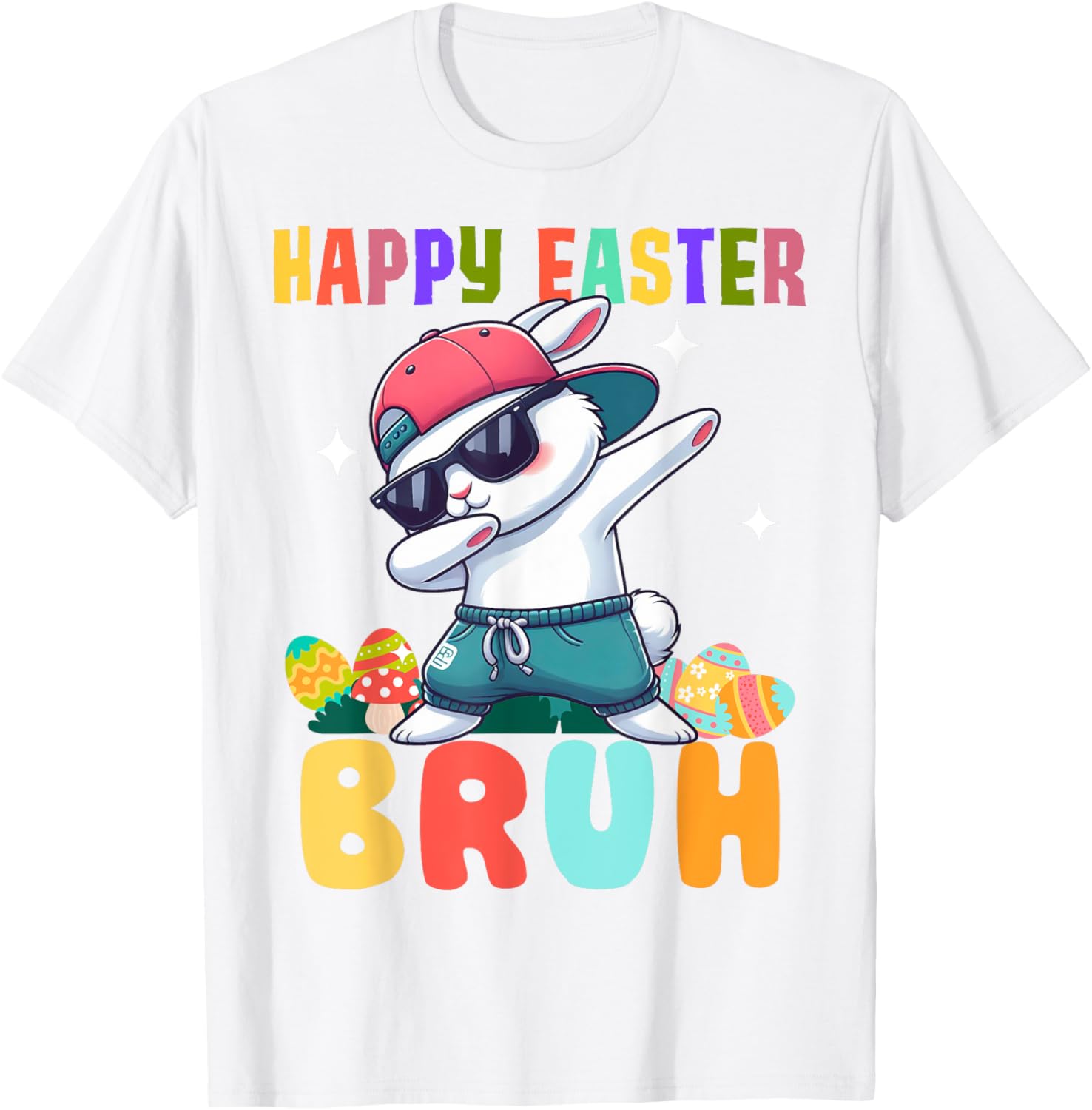 Dabbing Bunny Easter Bruh, Funny Boy Girl Kid T-Shirt