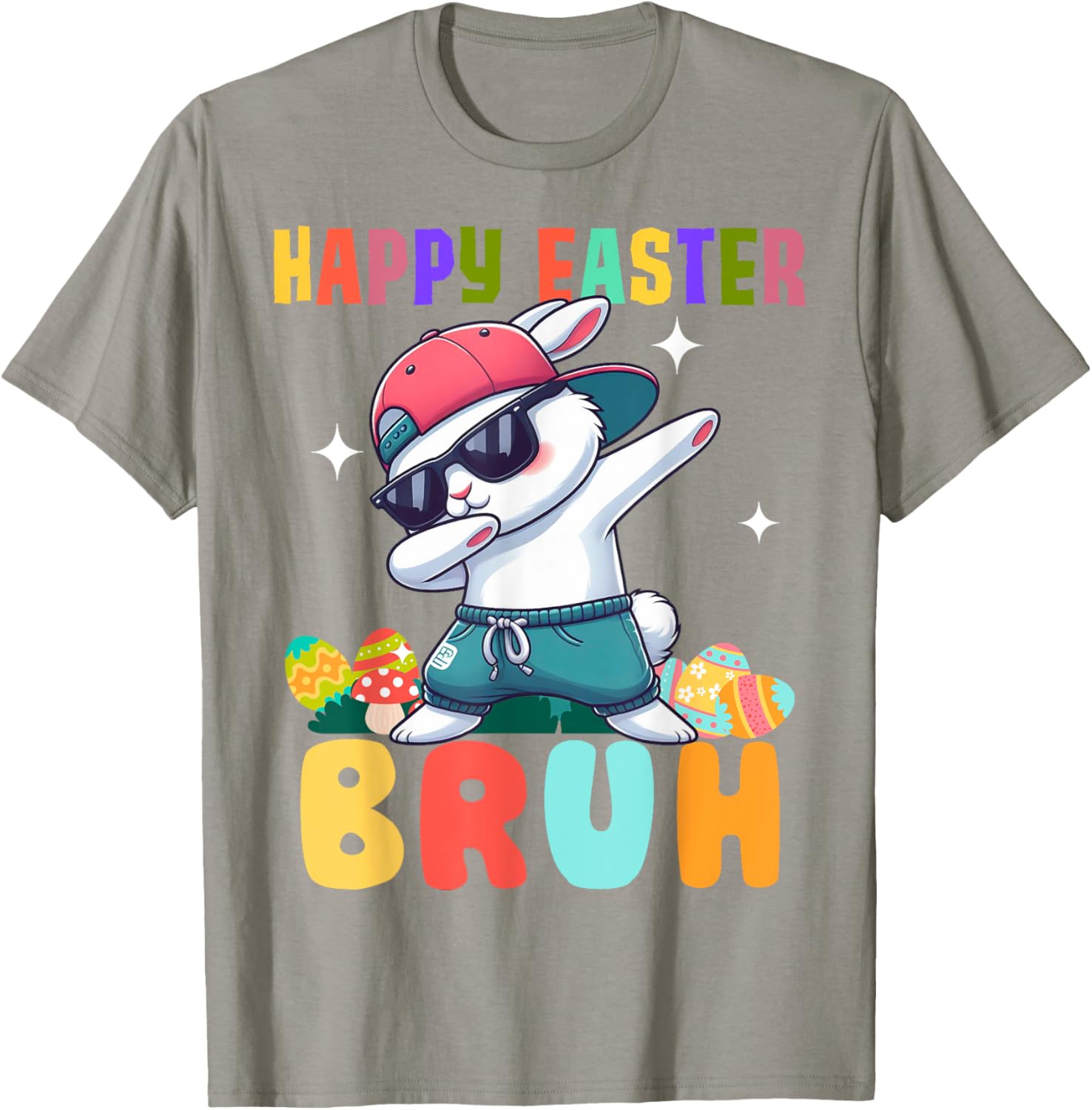 Dabbing Bunny Easter Bruh, Funny Boy Girl Kid T-Shirt