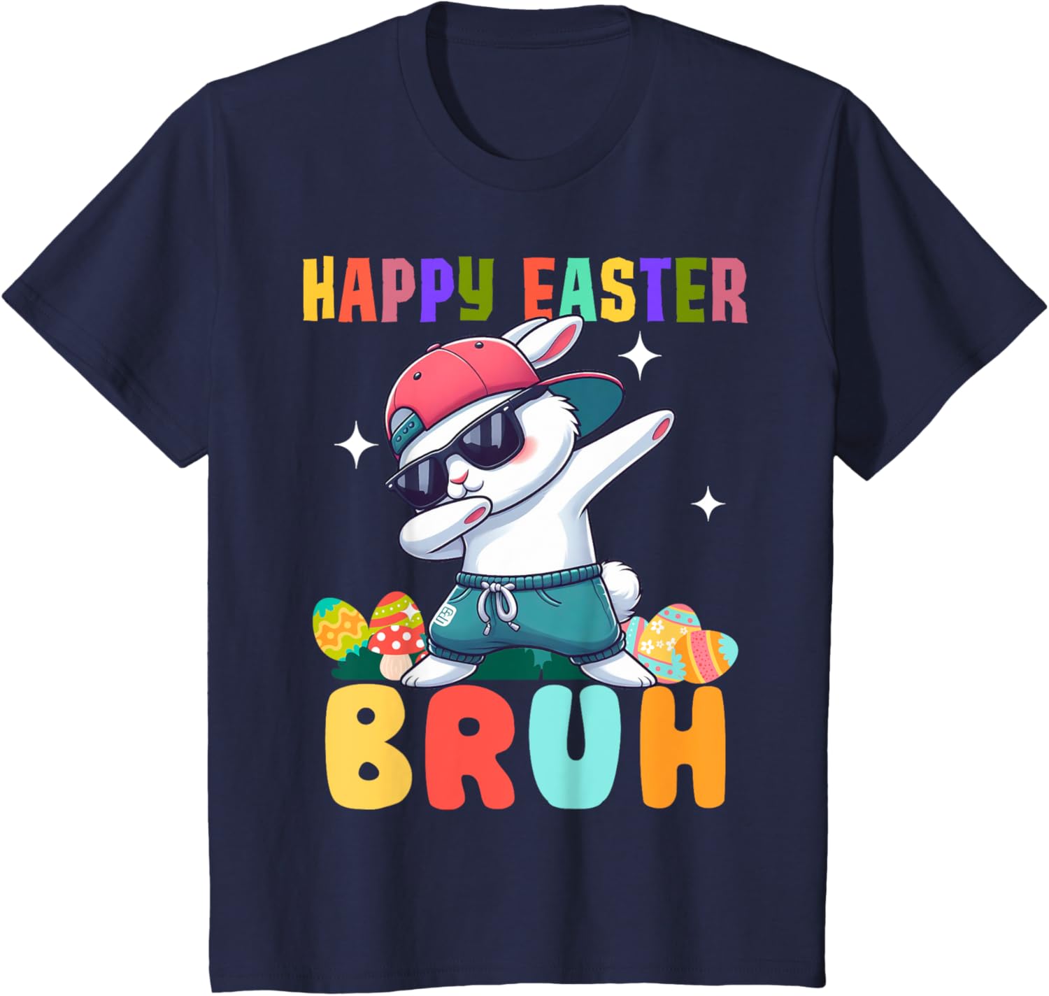 Dabbing Bunny Easter Bruh, Funny Boy Girl Kid T-Shirt