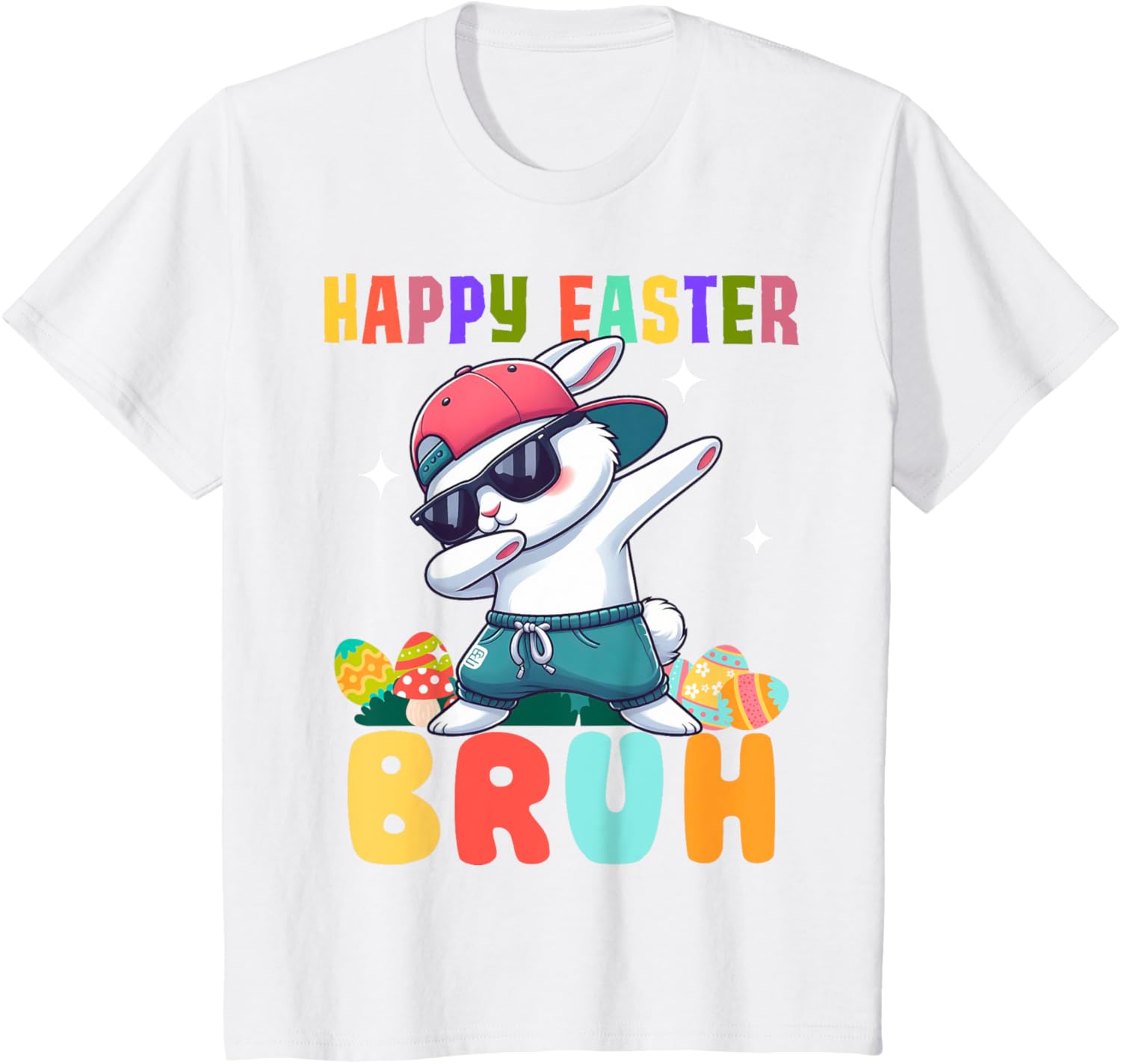 Dabbing Bunny Easter Bruh, Funny Boy Girl Kid T-Shirt