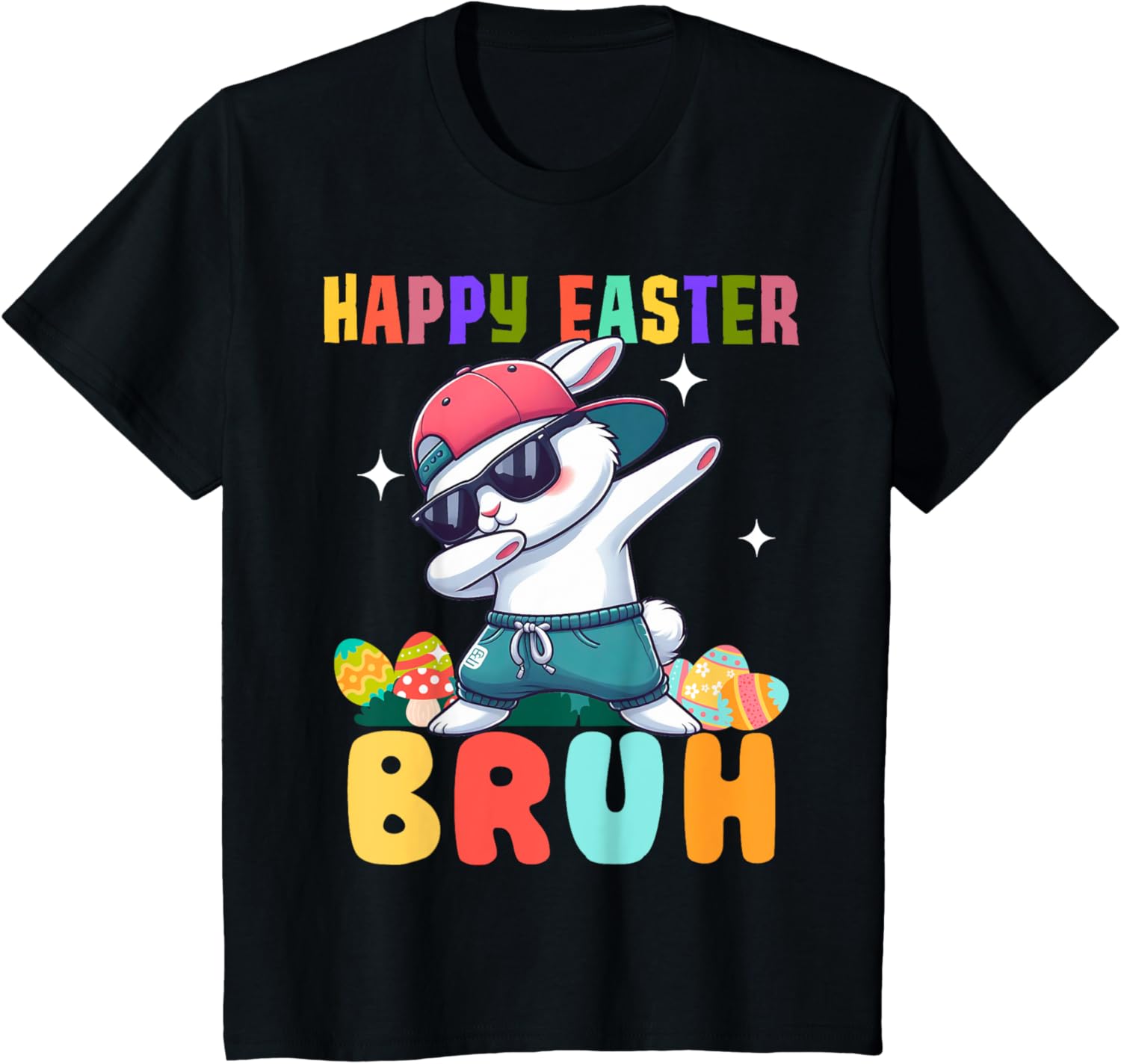 Dabbing Bunny Easter Bruh, Funny Boy Girl Kid T-Shirt