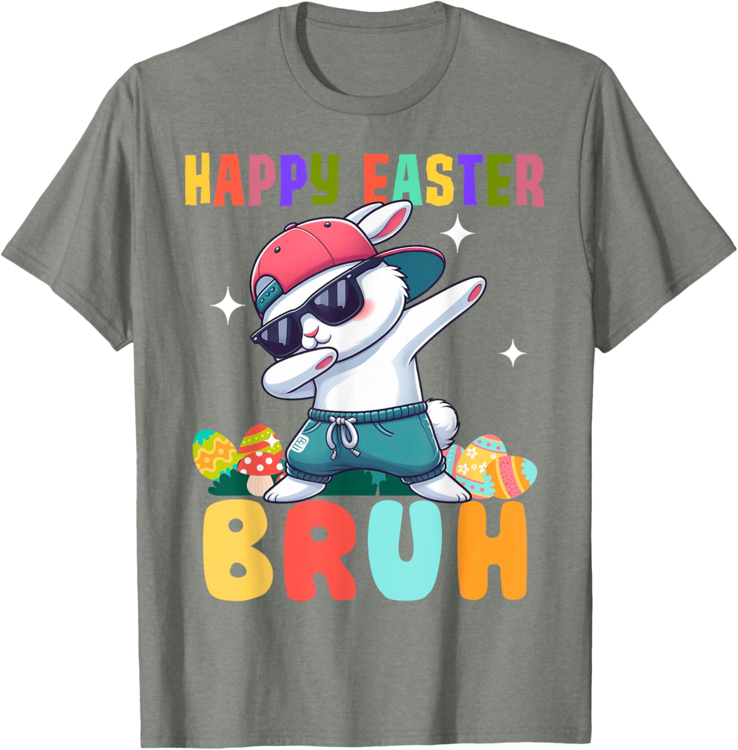 Dabbing Bunny Easter Bruh, Funny Boy Girl Kid T-Shirt