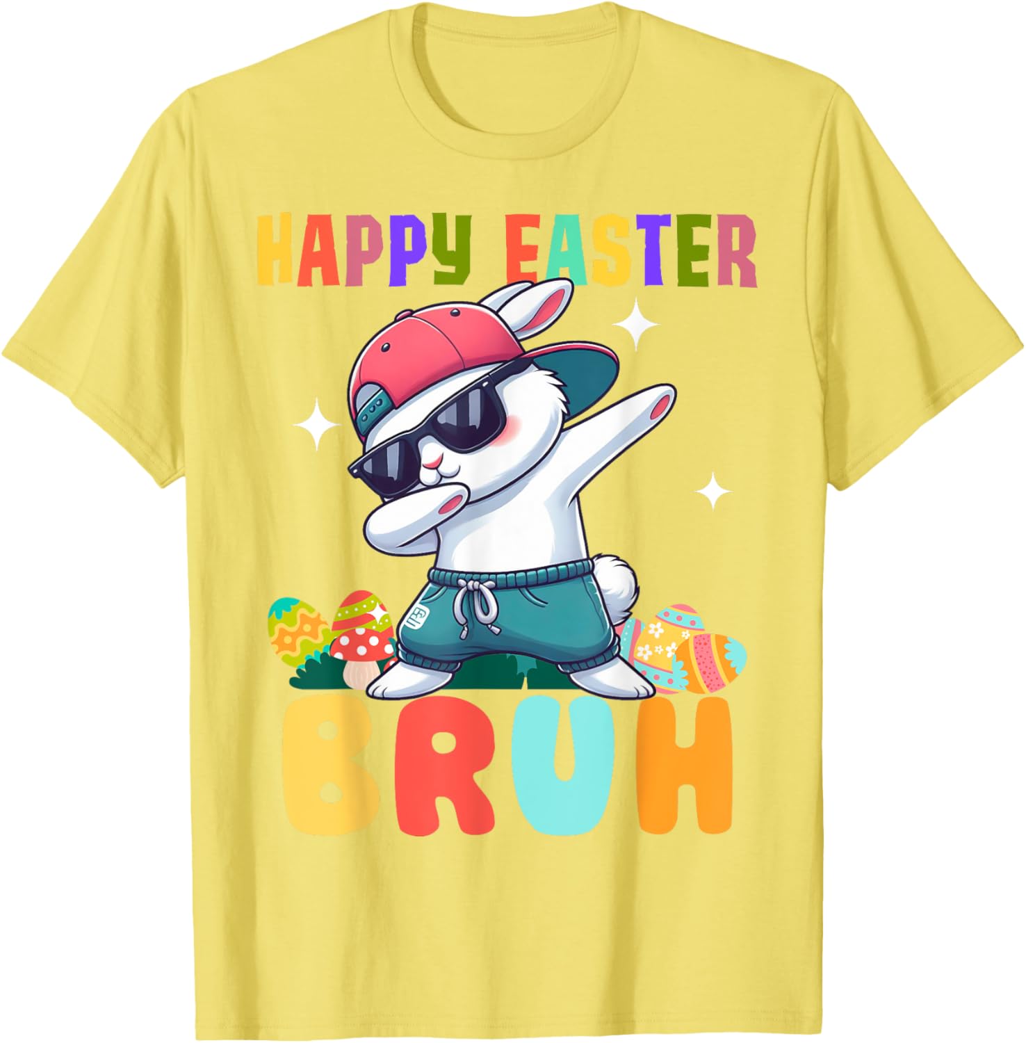 Dabbing Bunny Easter Bruh, Funny Boy Girl Kid T-Shirt