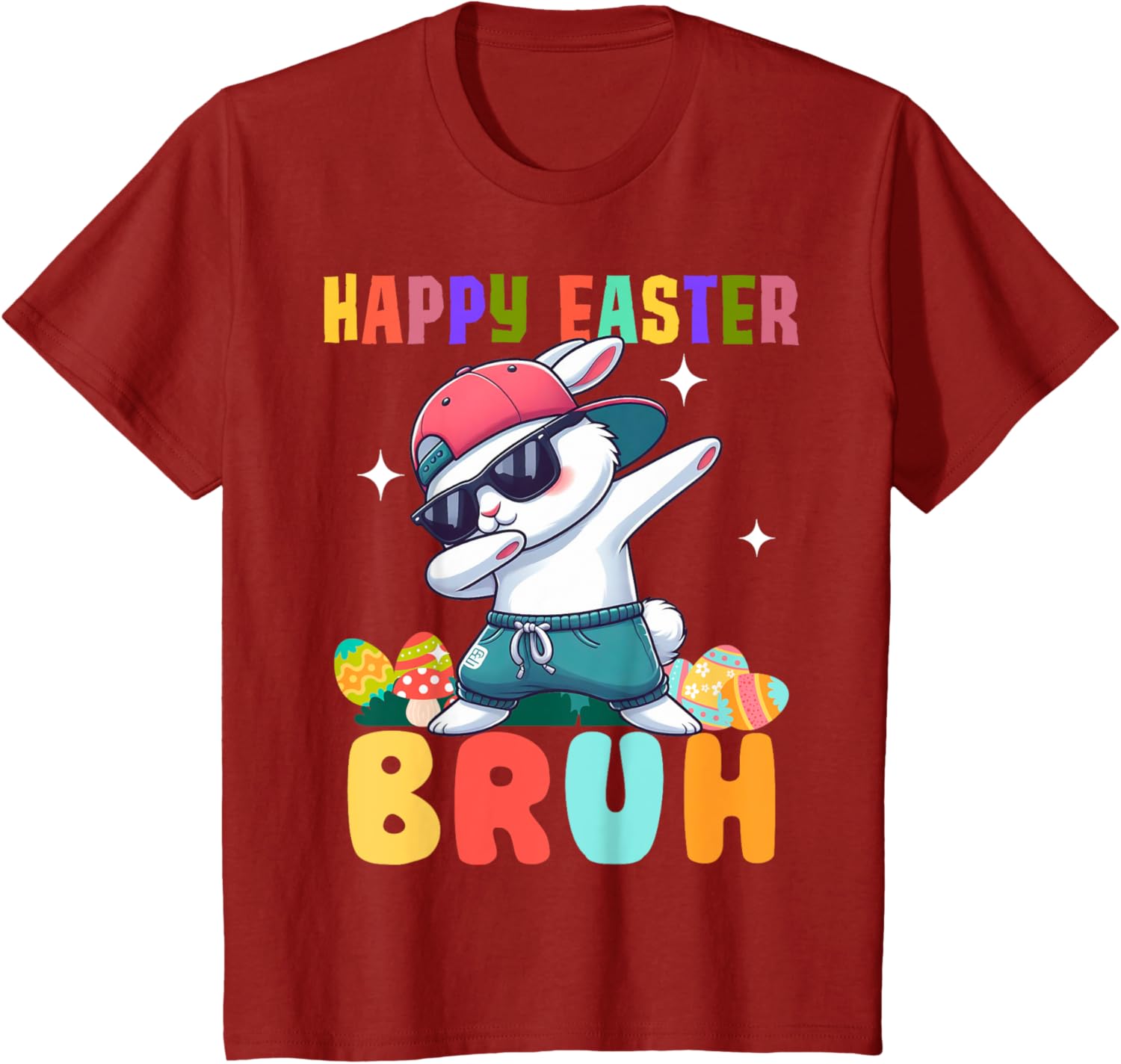 Dabbing Bunny Easter Bruh, Funny Boy Girl Kid T-Shirt