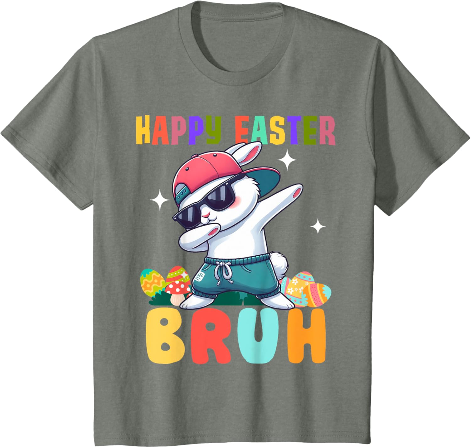 Dabbing Bunny Easter Bruh, Funny Boy Girl Kid T-Shirt