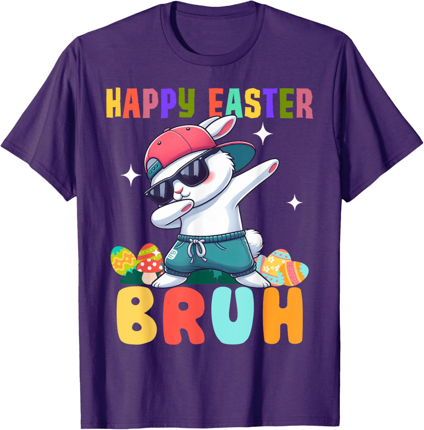 Dabbing Bunny Easter Bruh, Funny Boy Girl Kid T-Shirt