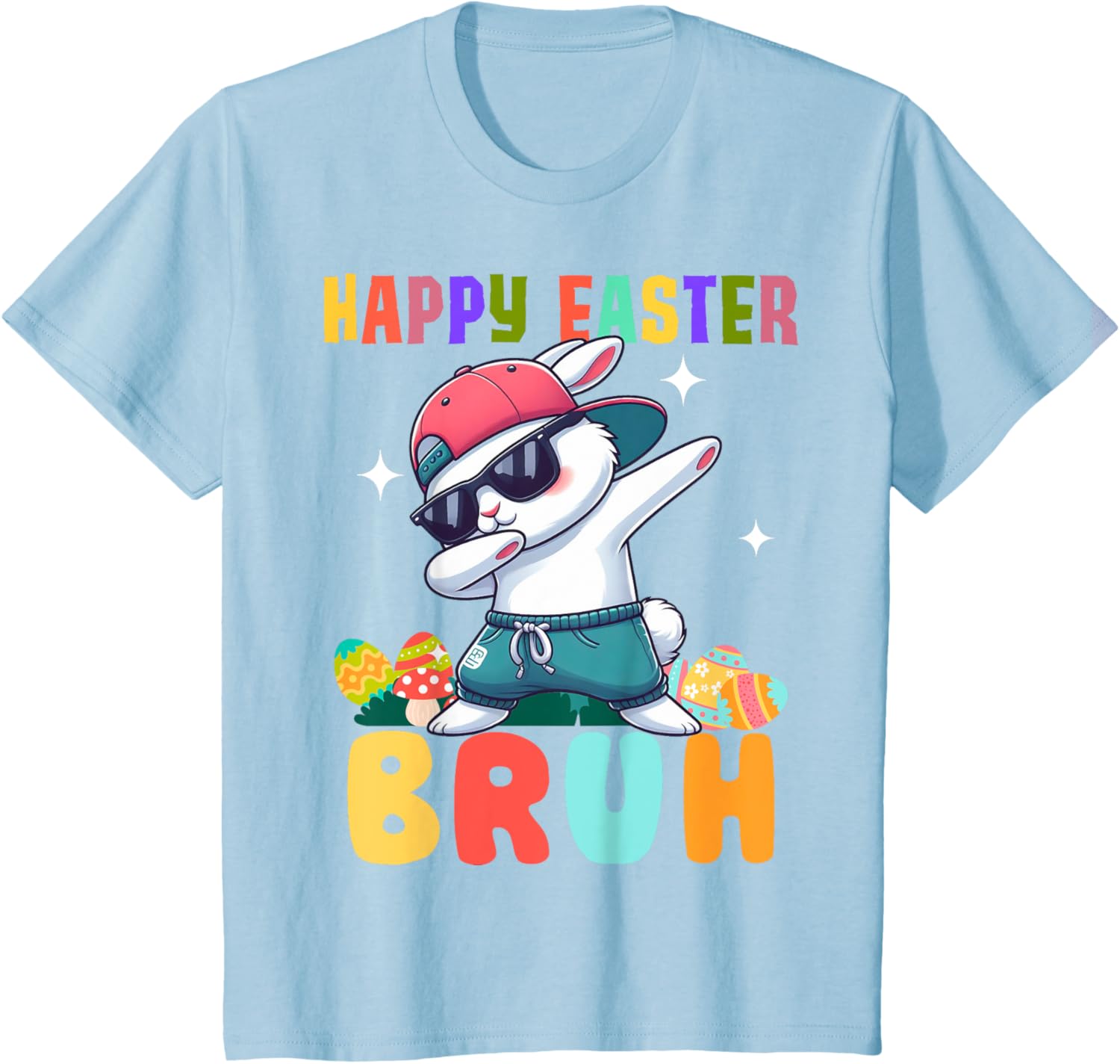 Dabbing Bunny Easter Bruh, Funny Boy Girl Kid T-Shirt