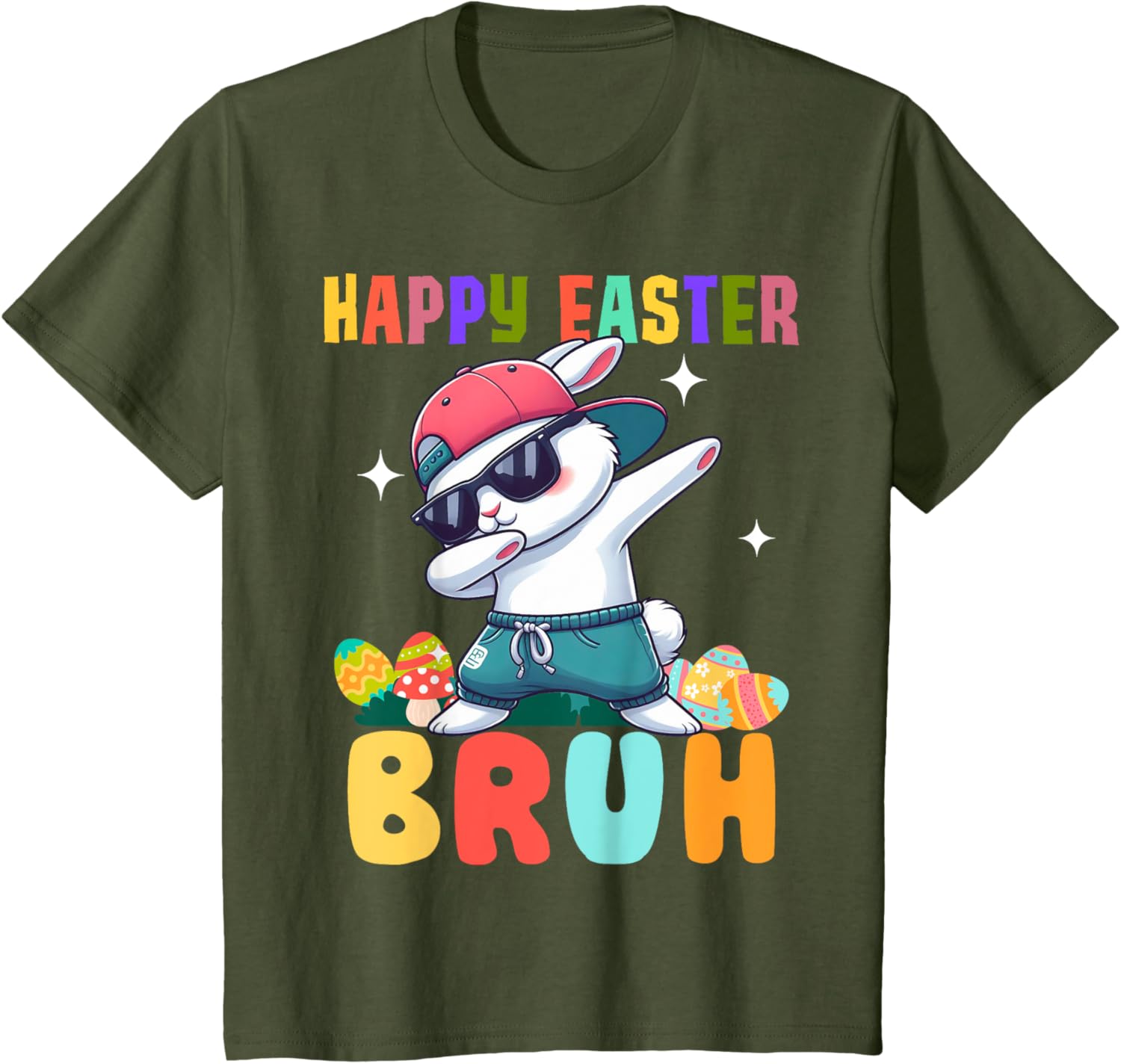 Dabbing Bunny Easter Bruh, Funny Boy Girl Kid T-Shirt