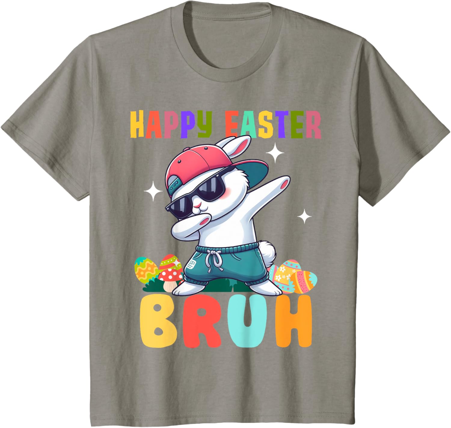 Dabbing Bunny Easter Bruh, Funny Boy Girl Kid T-Shirt