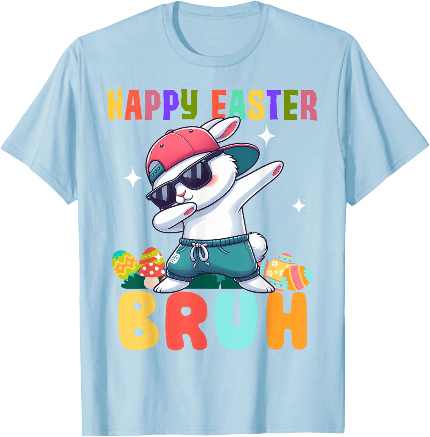 Dabbing Bunny Easter Bruh, Funny Boy Girl Kid T-Shirt