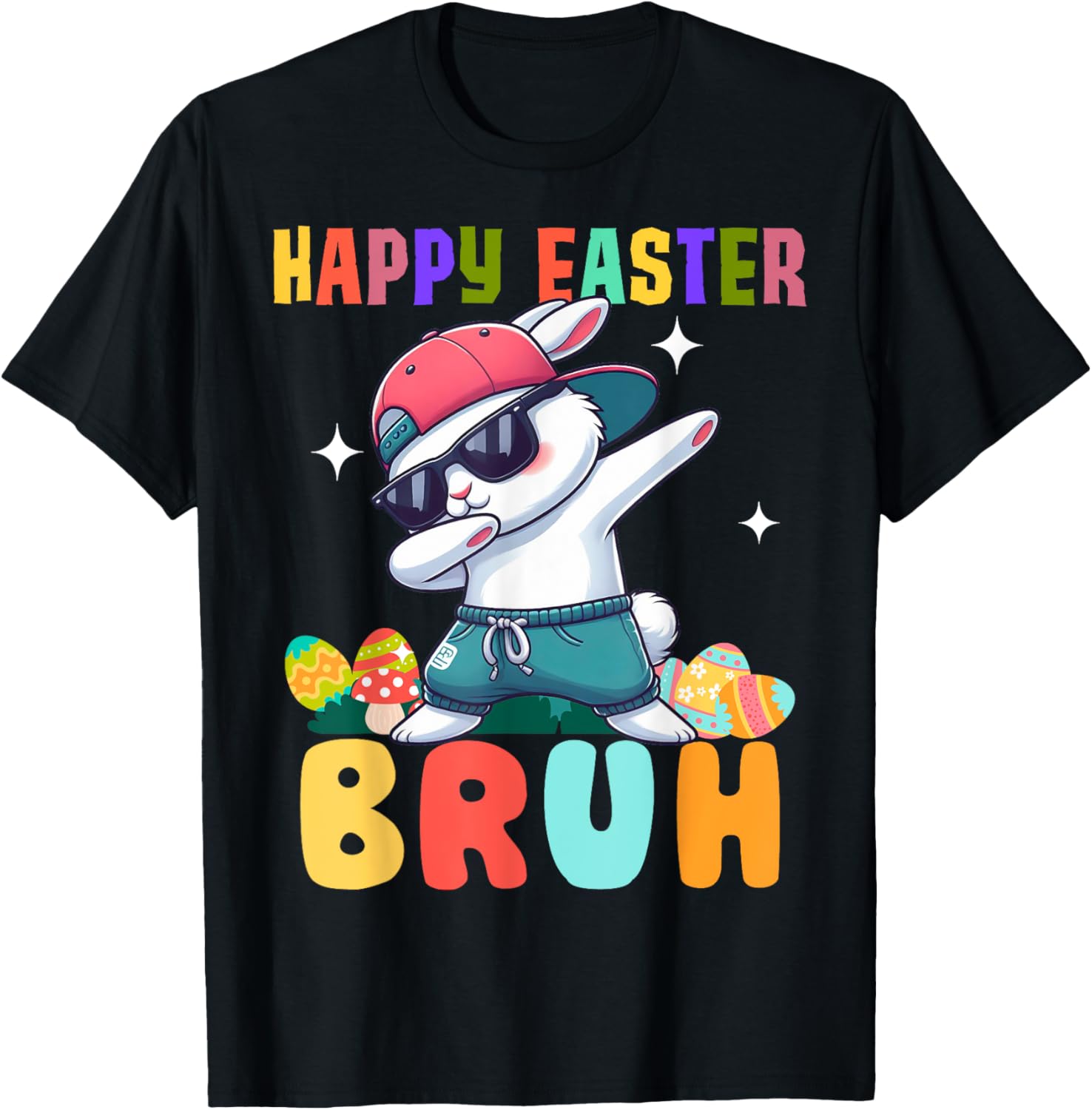 Dabbing Bunny Easter Bruh, Funny Boy Girl Kid T-Shirt