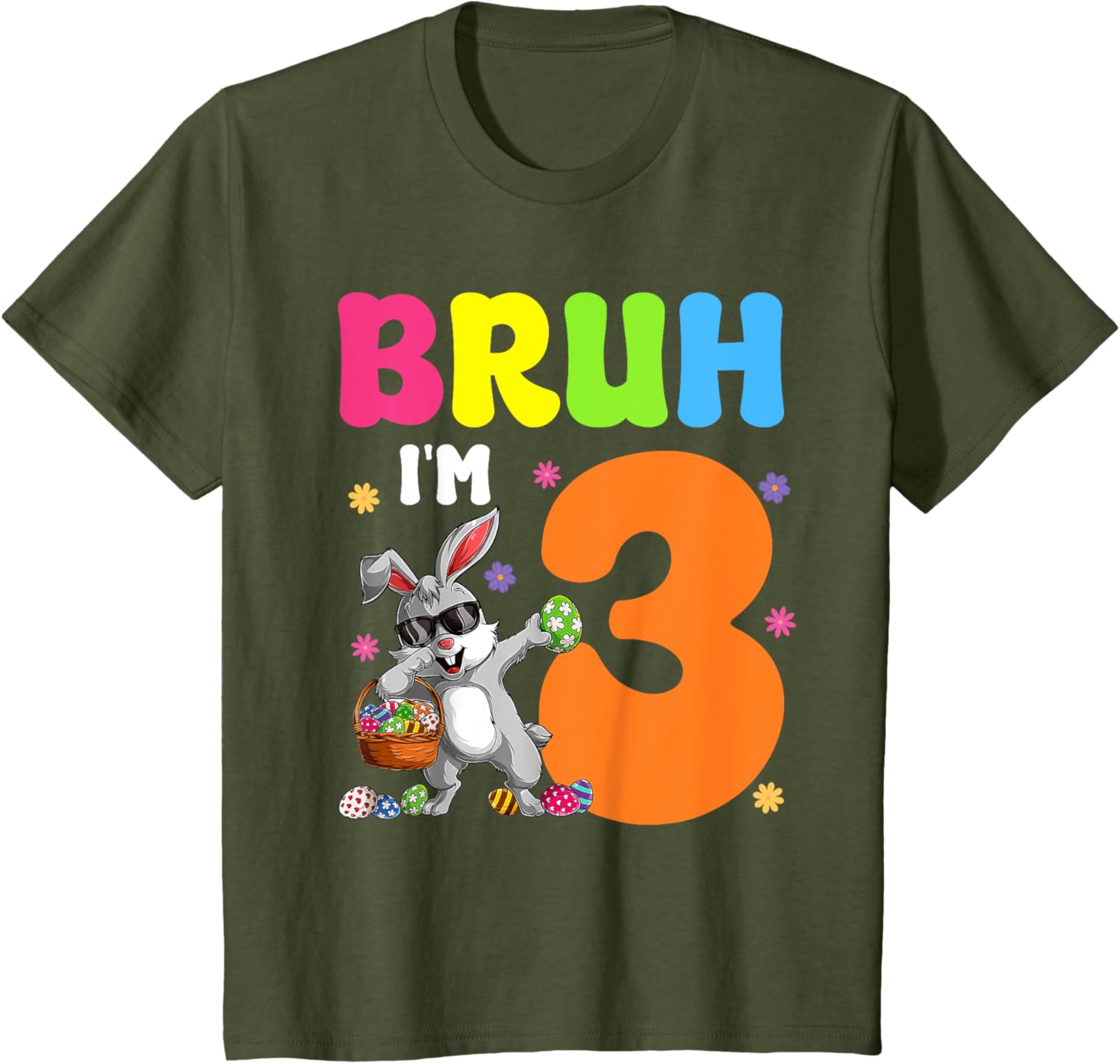 Dabbing Bunny Easter Bruh I'm 3 It's My 3rd Birthday T-Shirt