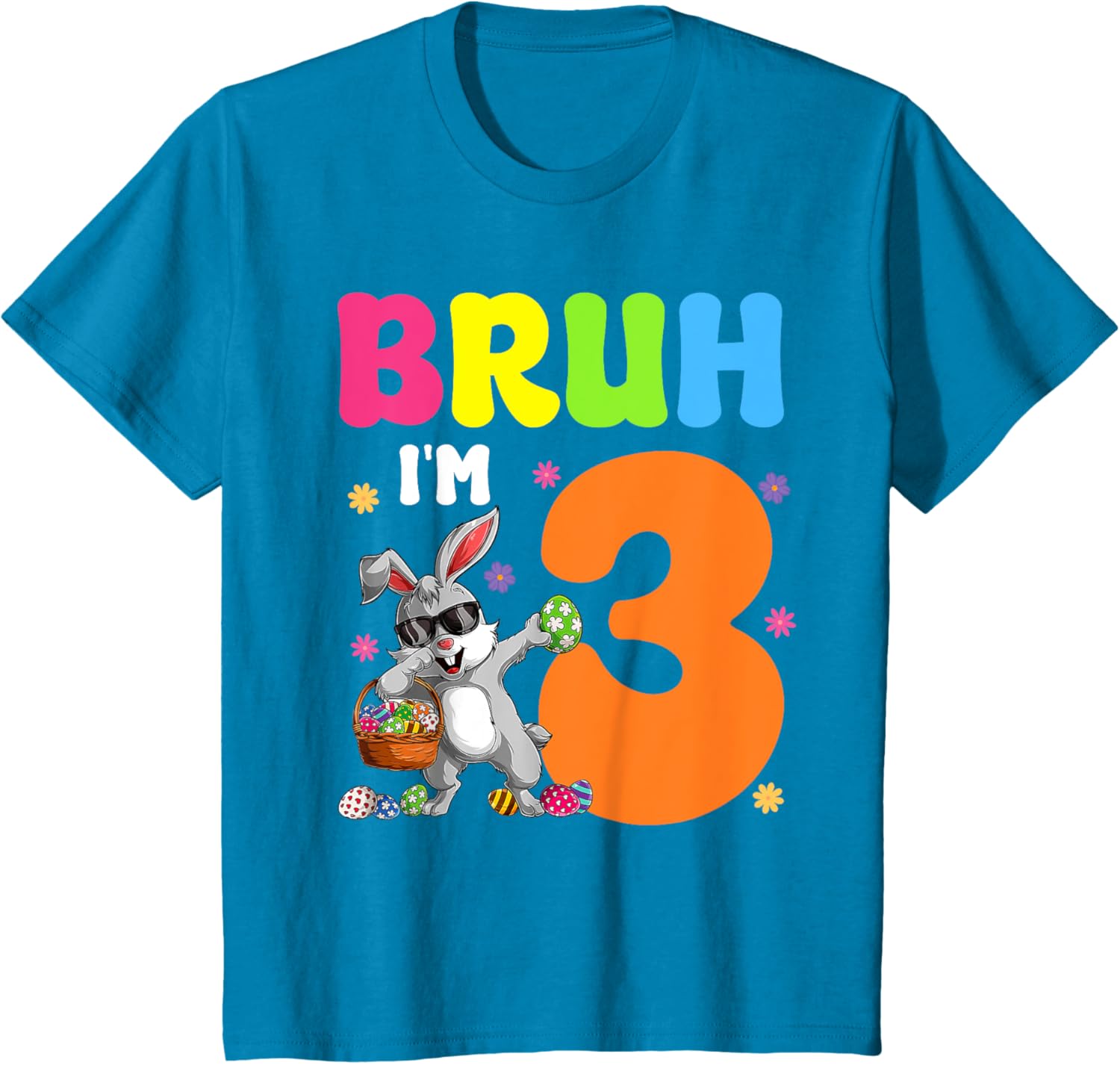 Dabbing Bunny Easter Bruh I'm 3 It's My 3rd Birthday T-Shirt