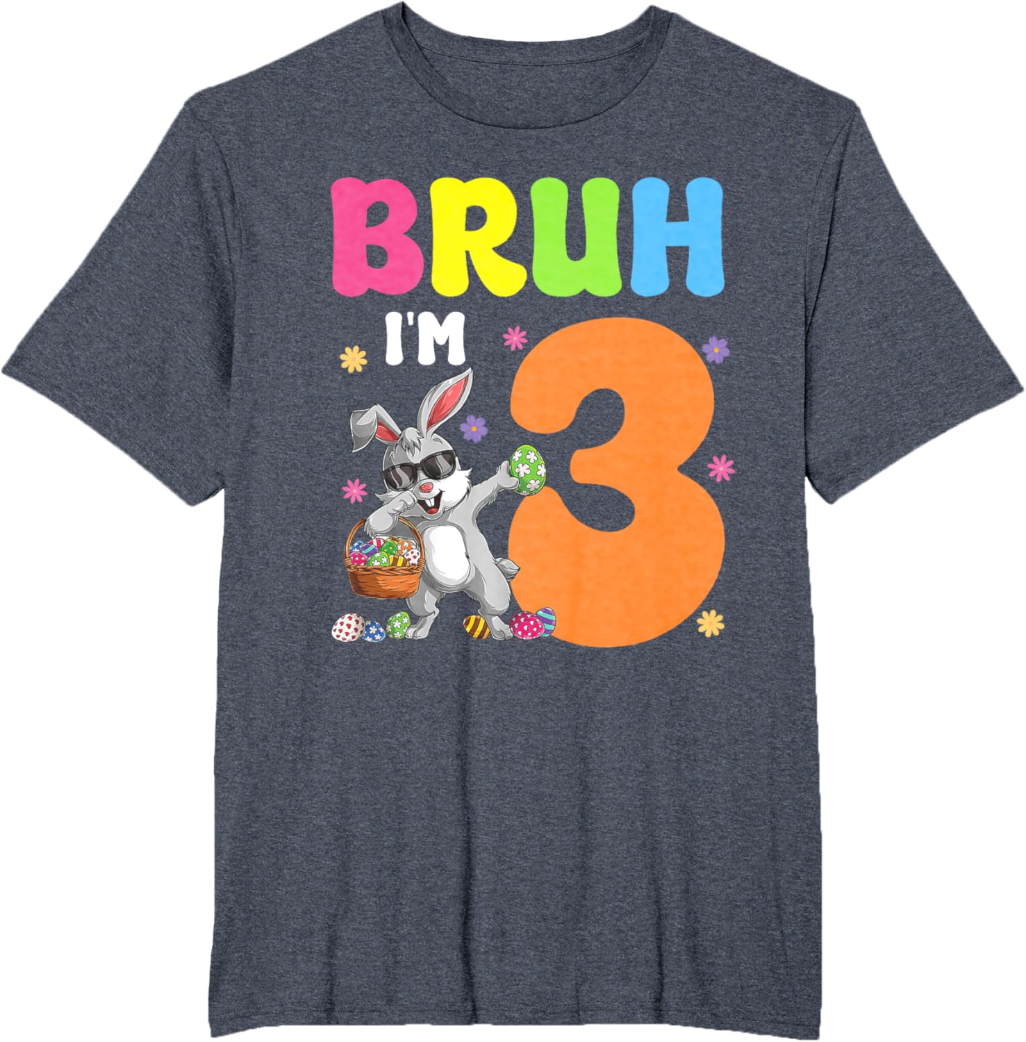 Dabbing Bunny Easter Bruh I'm 3 It's My 3rd Birthday T-Shirt