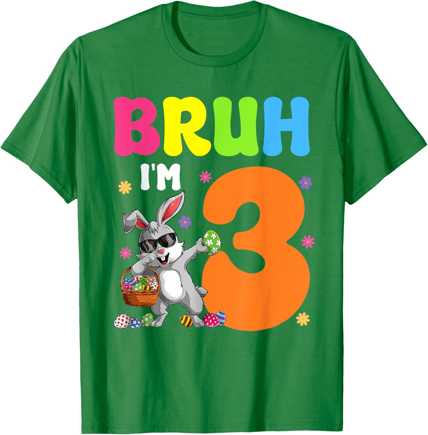 Dabbing Bunny Easter Bruh I'm 3 It's My 3rd Birthday T-Shirt