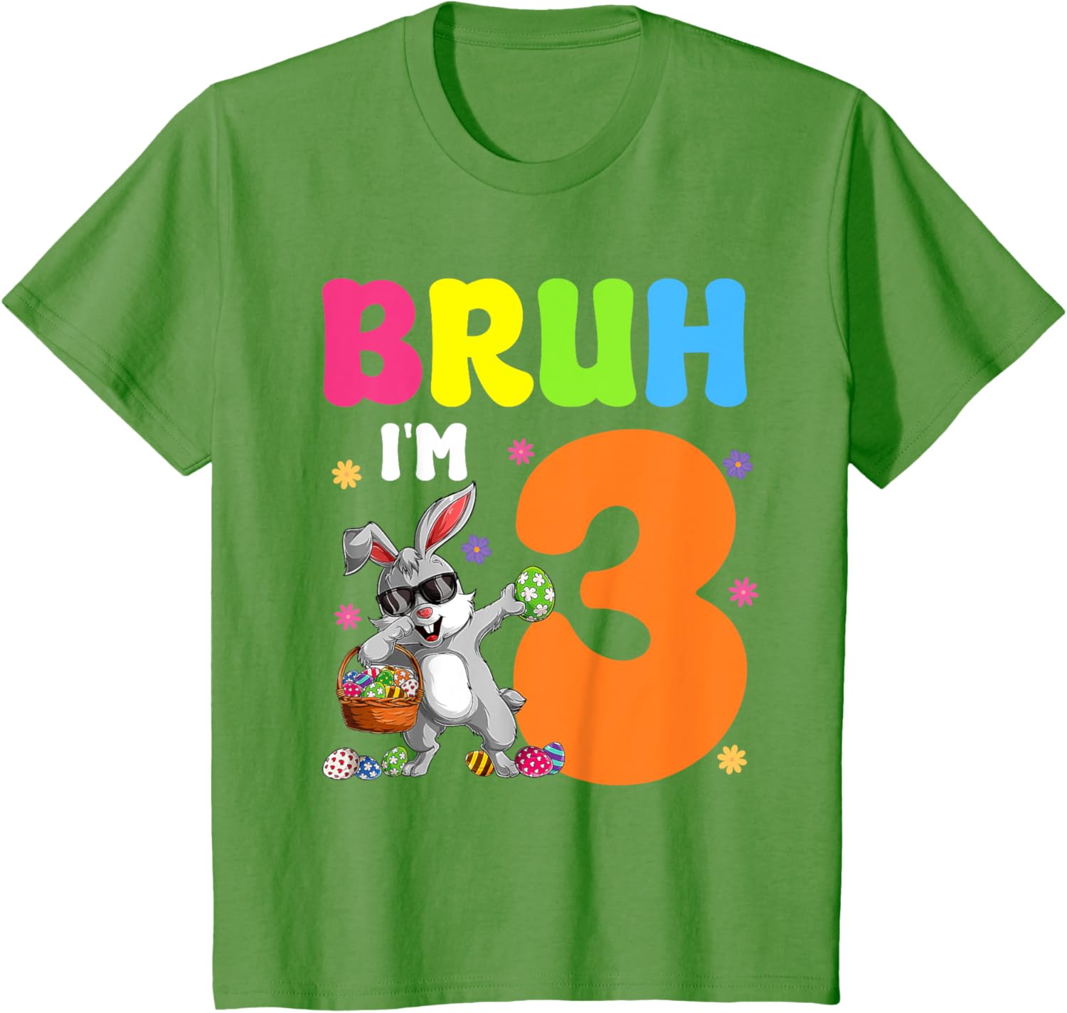 Dabbing Bunny Easter Bruh I'm 3 It's My 3rd Birthday T-Shirt