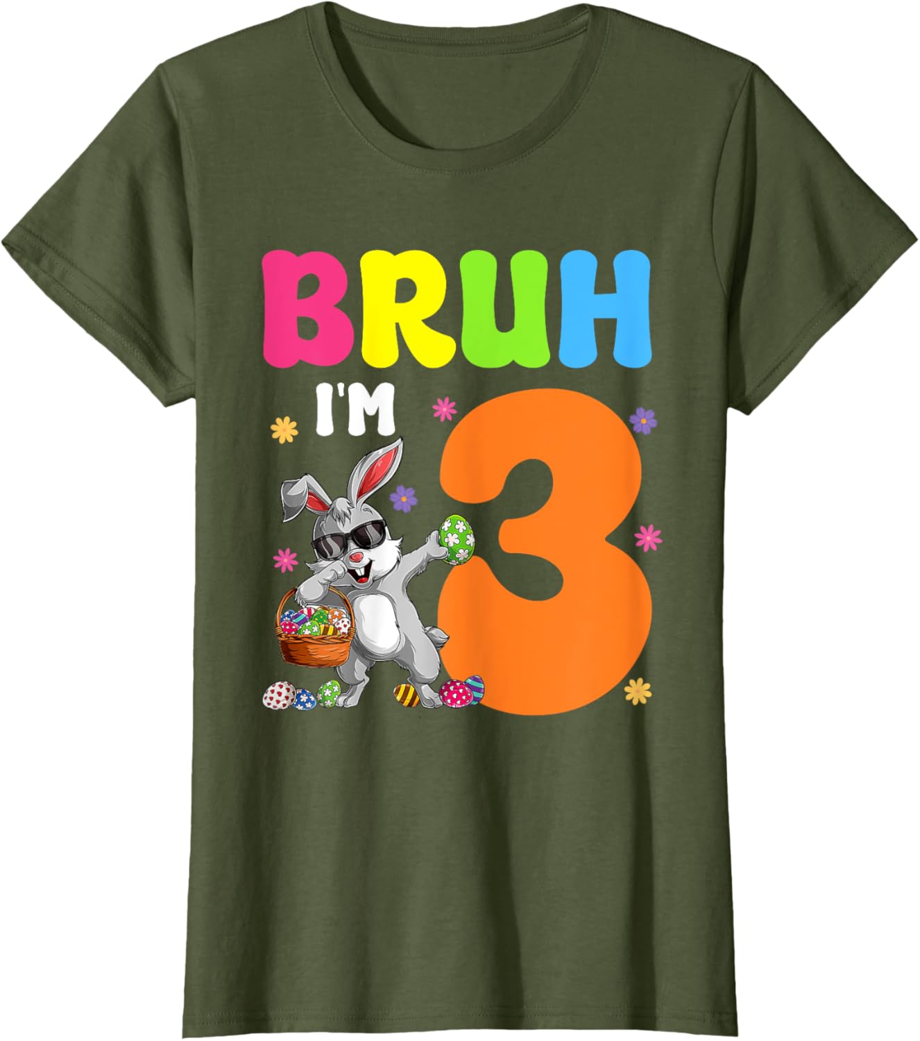 Dabbing Bunny Easter Bruh I'm 3 It's My 3rd Birthday T-Shirt