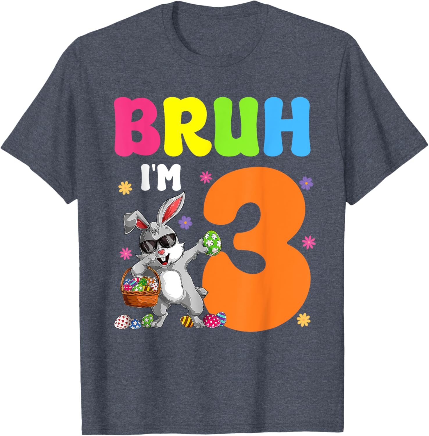 Dabbing Bunny Easter Bruh I'm 3 It's My 3rd Birthday T-Shirt