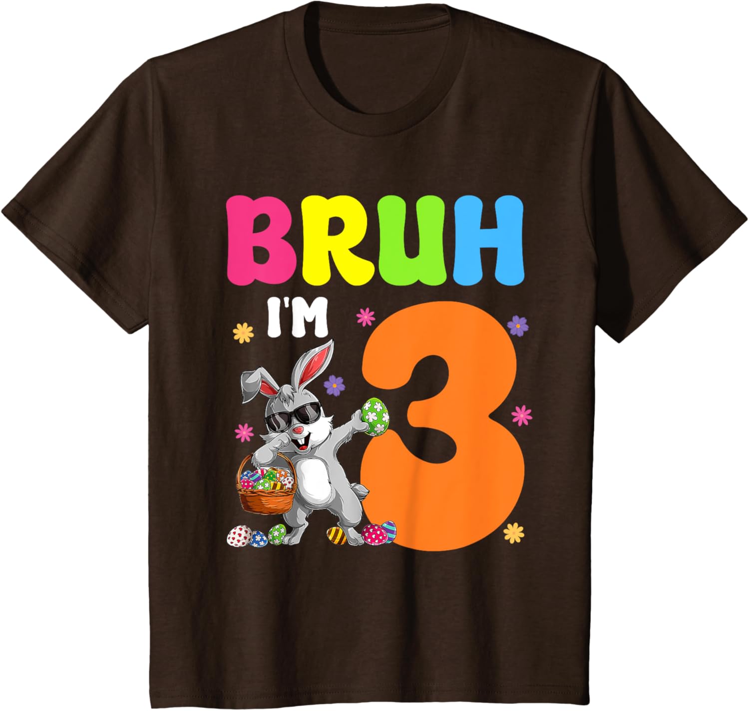 Dabbing Bunny Easter Bruh I'm 3 It's My 3rd Birthday T-Shirt