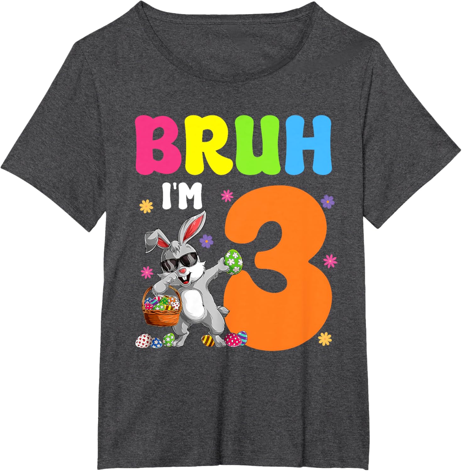 Dabbing Bunny Easter Bruh I'm 3 It's My 3rd Birthday T-Shirt