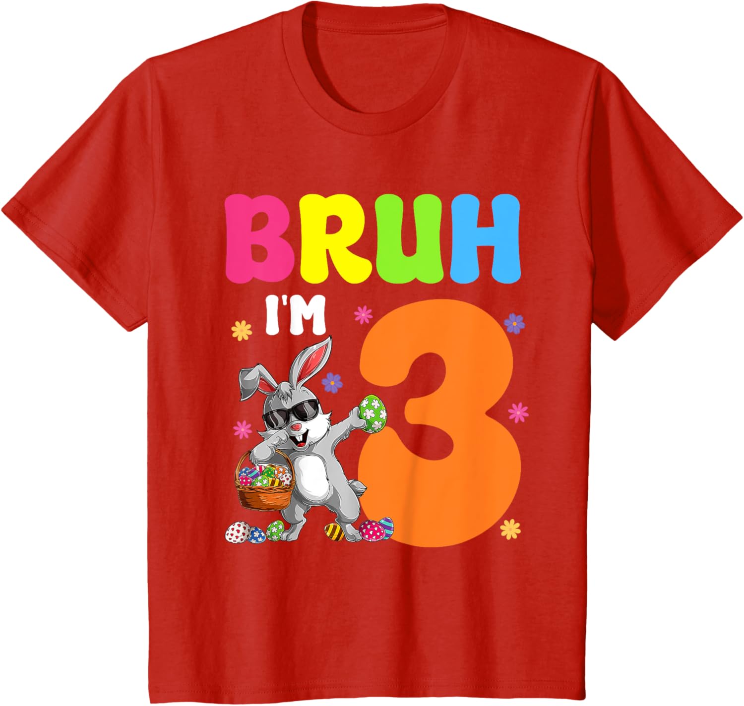 Dabbing Bunny Easter Bruh I'm 3 It's My 3rd Birthday T-Shirt