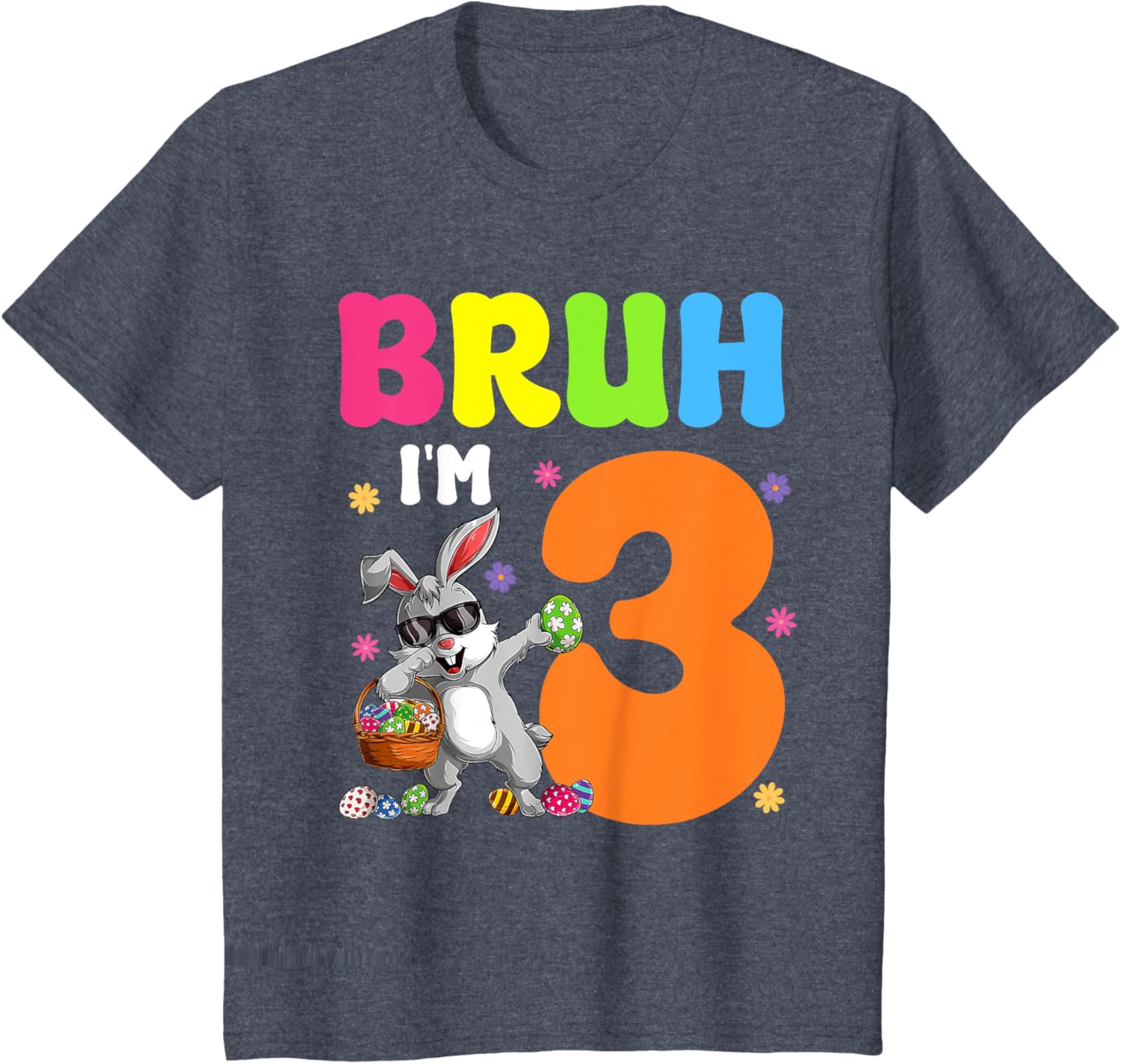 Dabbing Bunny Easter Bruh I'm 3 It's My 3rd Birthday T-Shirt