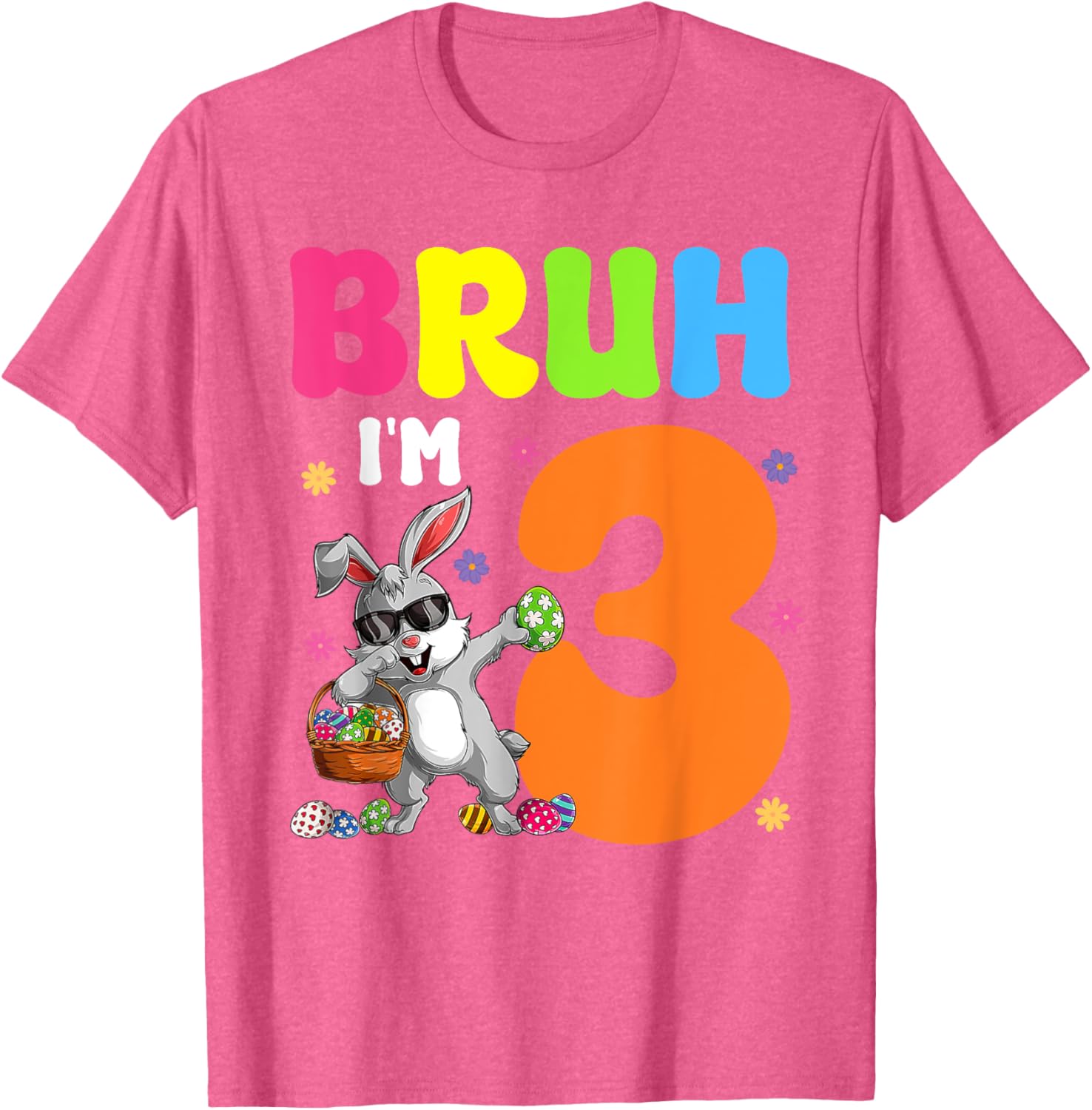 Dabbing Bunny Easter Bruh I'm 3 It's My 3rd Birthday T-Shirt