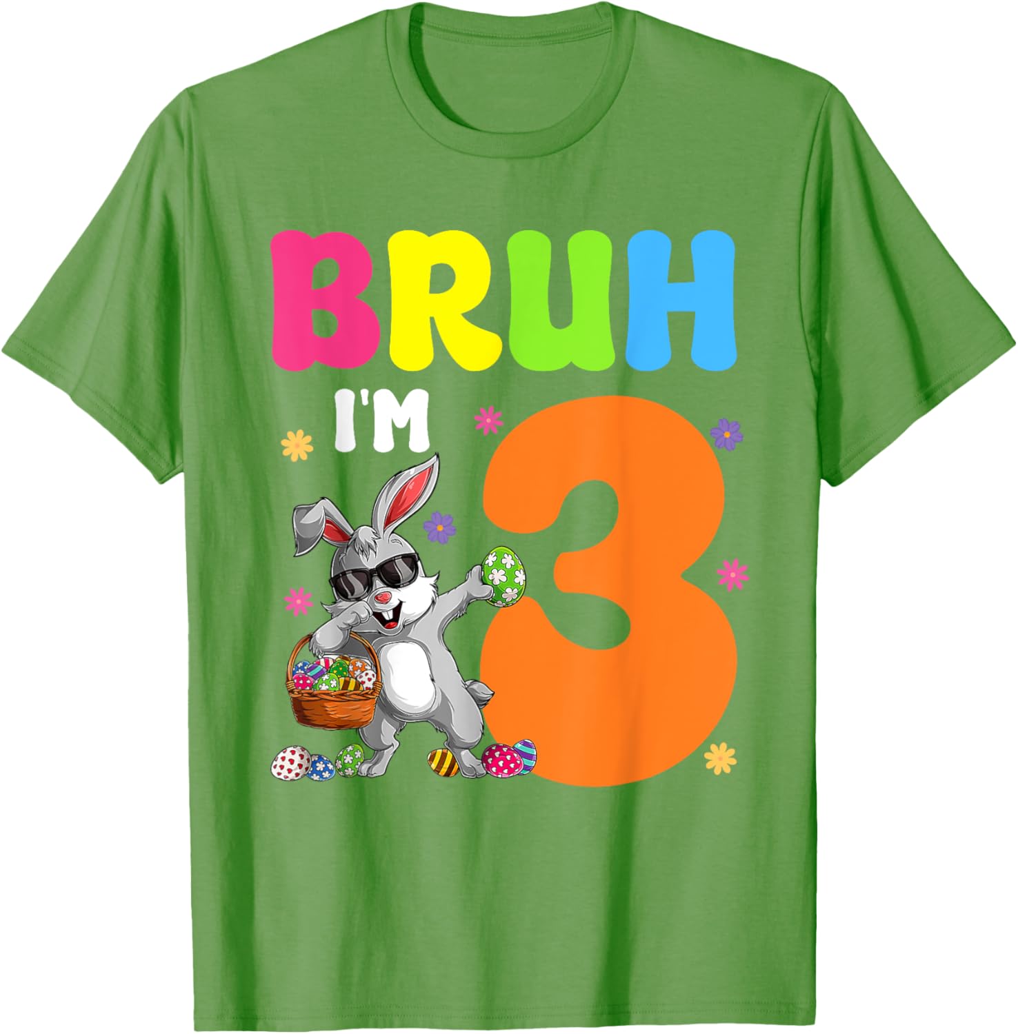 Dabbing Bunny Easter Bruh I'm 3 It's My 3rd Birthday T-Shirt