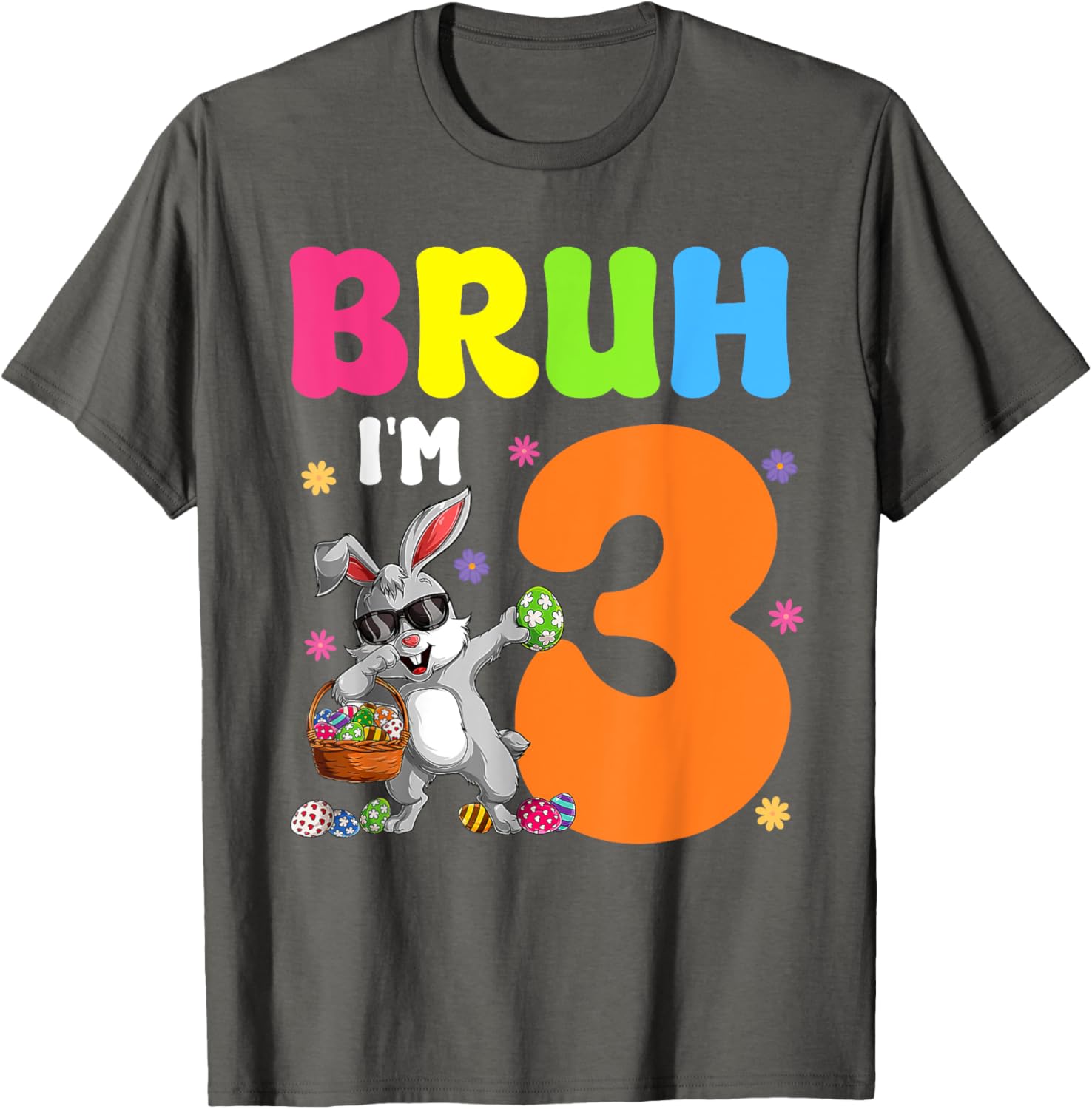 Dabbing Bunny Easter Bruh I'm 3 It's My 3rd Birthday T-Shirt