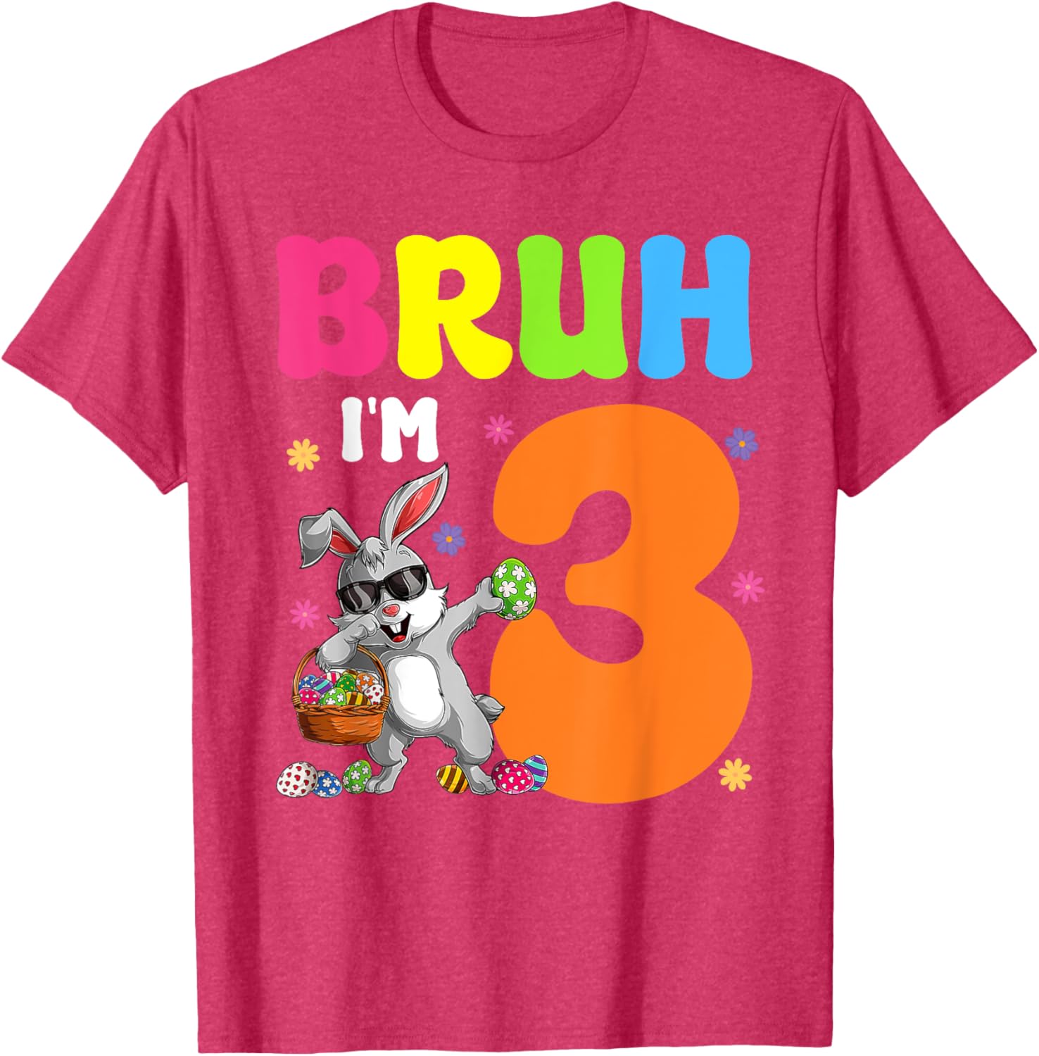 Dabbing Bunny Easter Bruh I'm 3 It's My 3rd Birthday T-Shirt