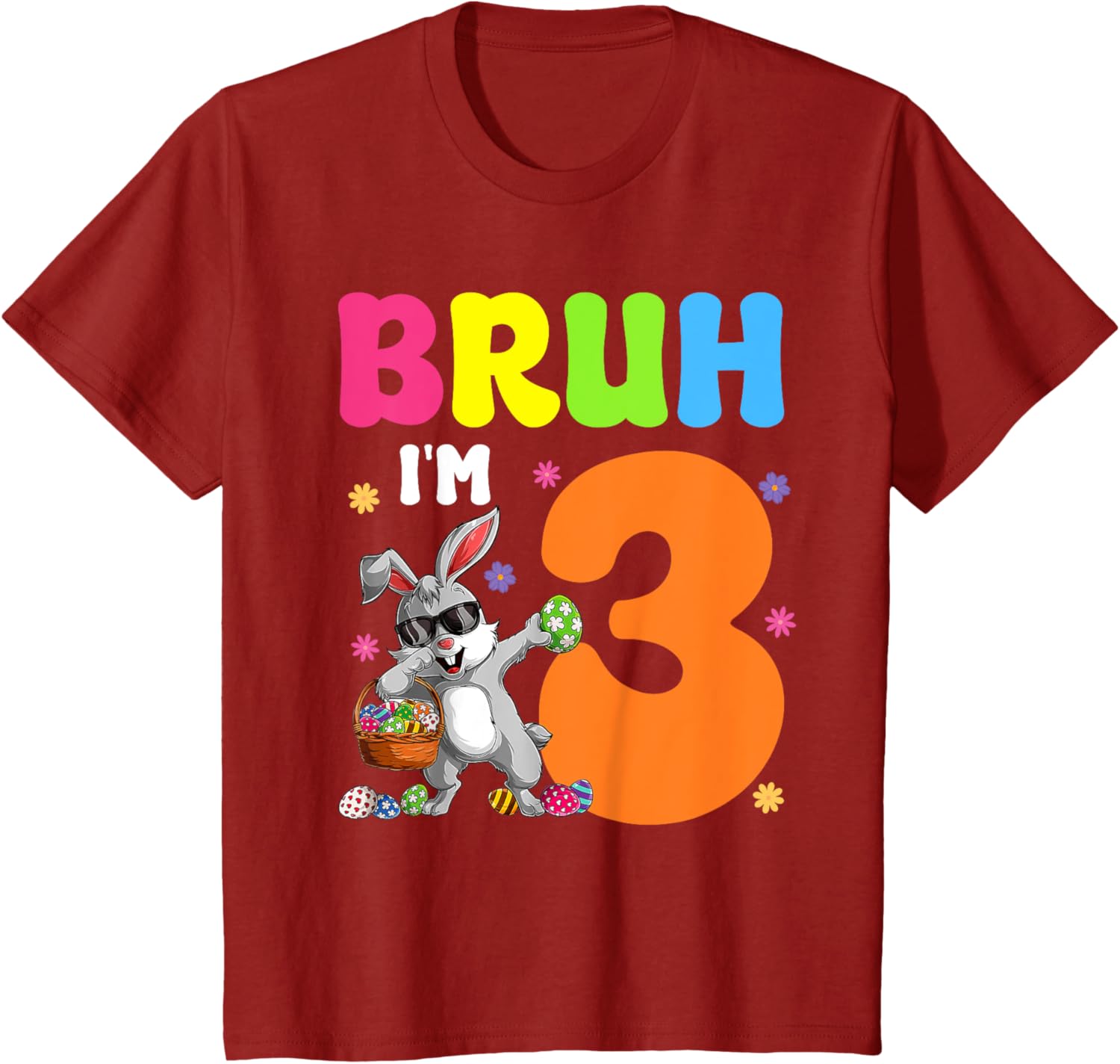 Dabbing Bunny Easter Bruh I'm 3 It's My 3rd Birthday T-Shirt