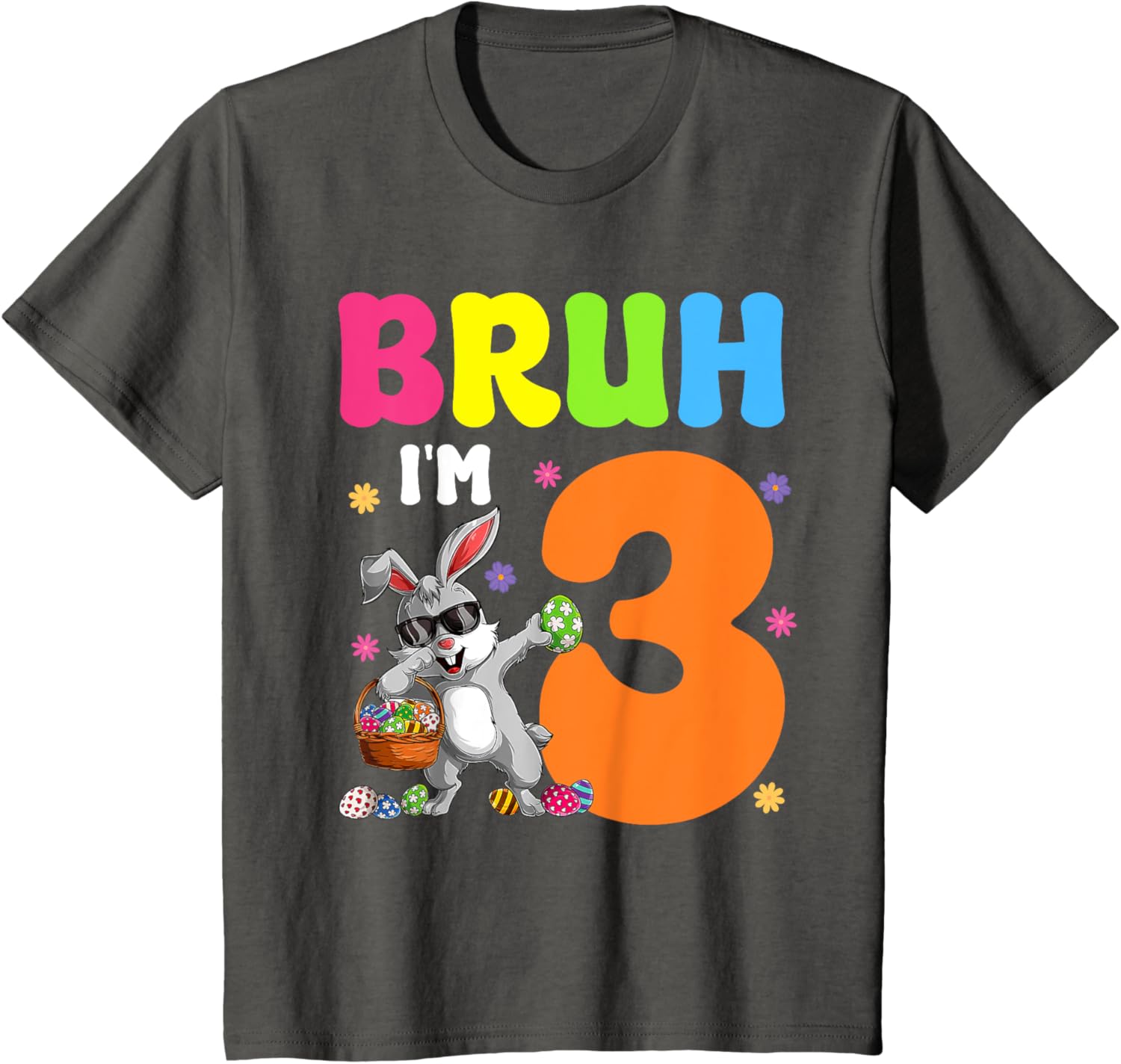 Dabbing Bunny Easter Bruh I'm 3 It's My 3rd Birthday T-Shirt