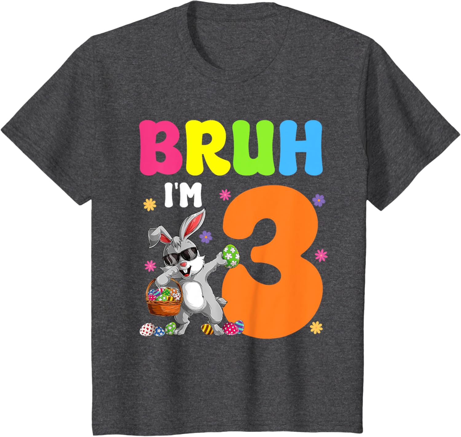 Dabbing Bunny Easter Bruh I'm 3 It's My 3rd Birthday T-Shirt