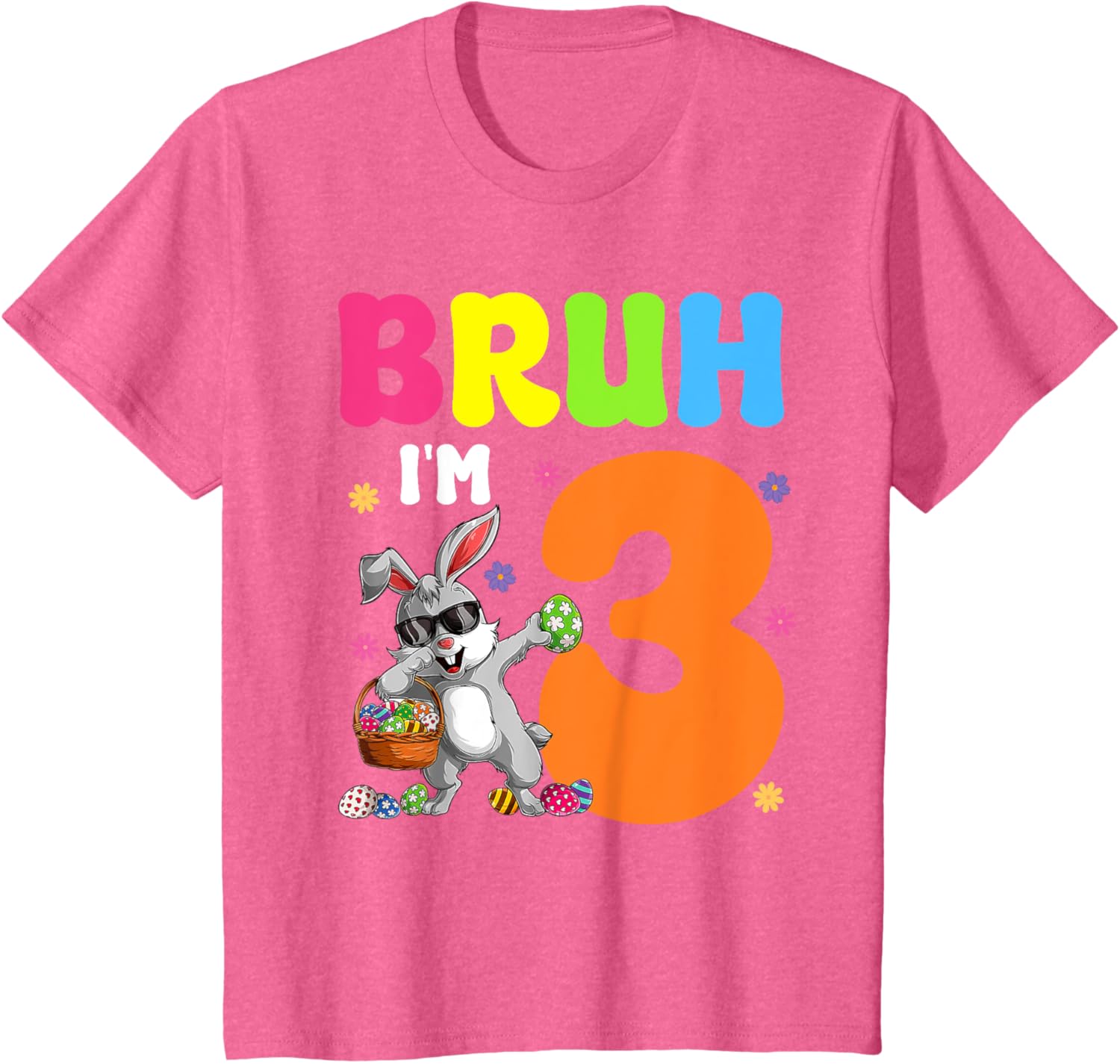 Dabbing Bunny Easter Bruh I'm 3 It's My 3rd Birthday T-Shirt