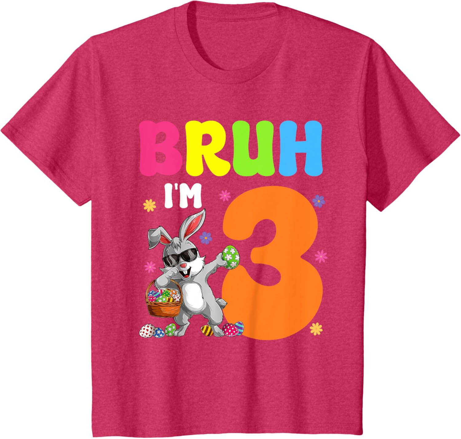 Dabbing Bunny Easter Bruh I'm 3 It's My 3rd Birthday T-Shirt