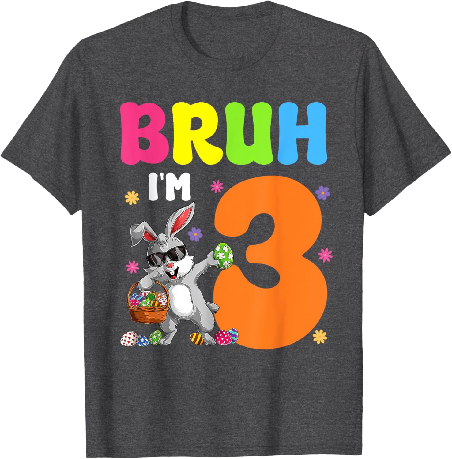 Dabbing Bunny Easter Bruh I'm 3 It's My 3rd Birthday T-Shirt