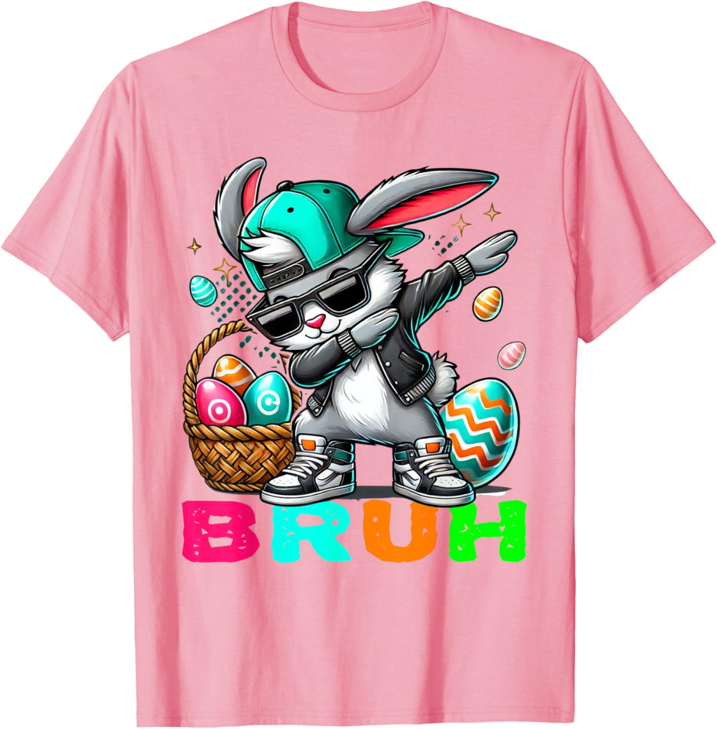 Dabbing Bunny Easter Bruh Meme Easter Day Eggs Boys Kids Men T-Shirt