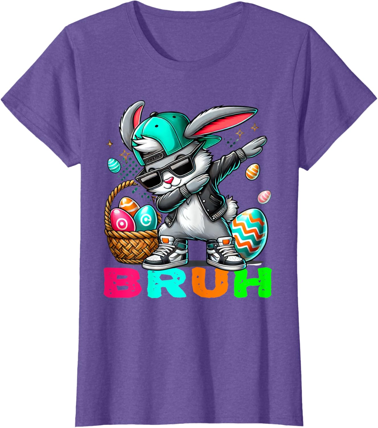 Dabbing Bunny Easter Bruh Meme Easter Day Eggs Boys Kids Men T-Shirt