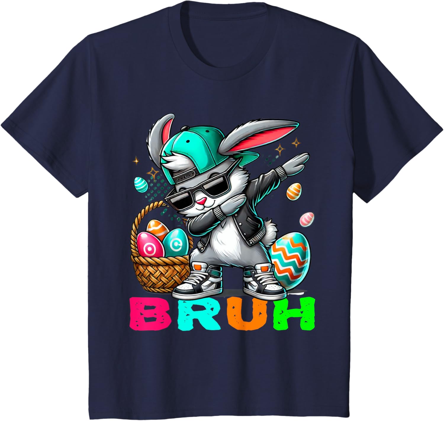 Dabbing Bunny Easter Bruh Meme Easter Day Eggs Boys Kids Men T-Shirt