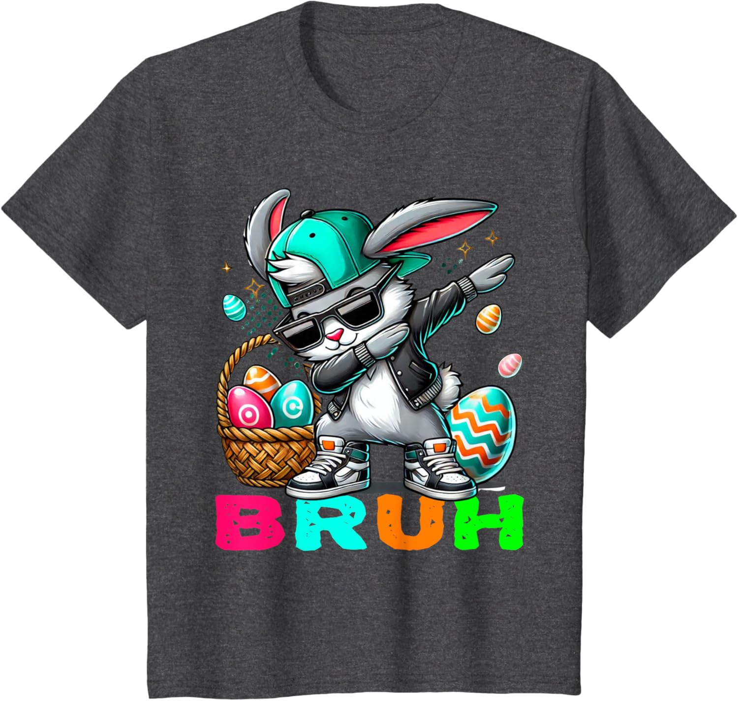 Dabbing Bunny Easter Bruh Meme Easter Day Eggs Boys Kids Men T-Shirt