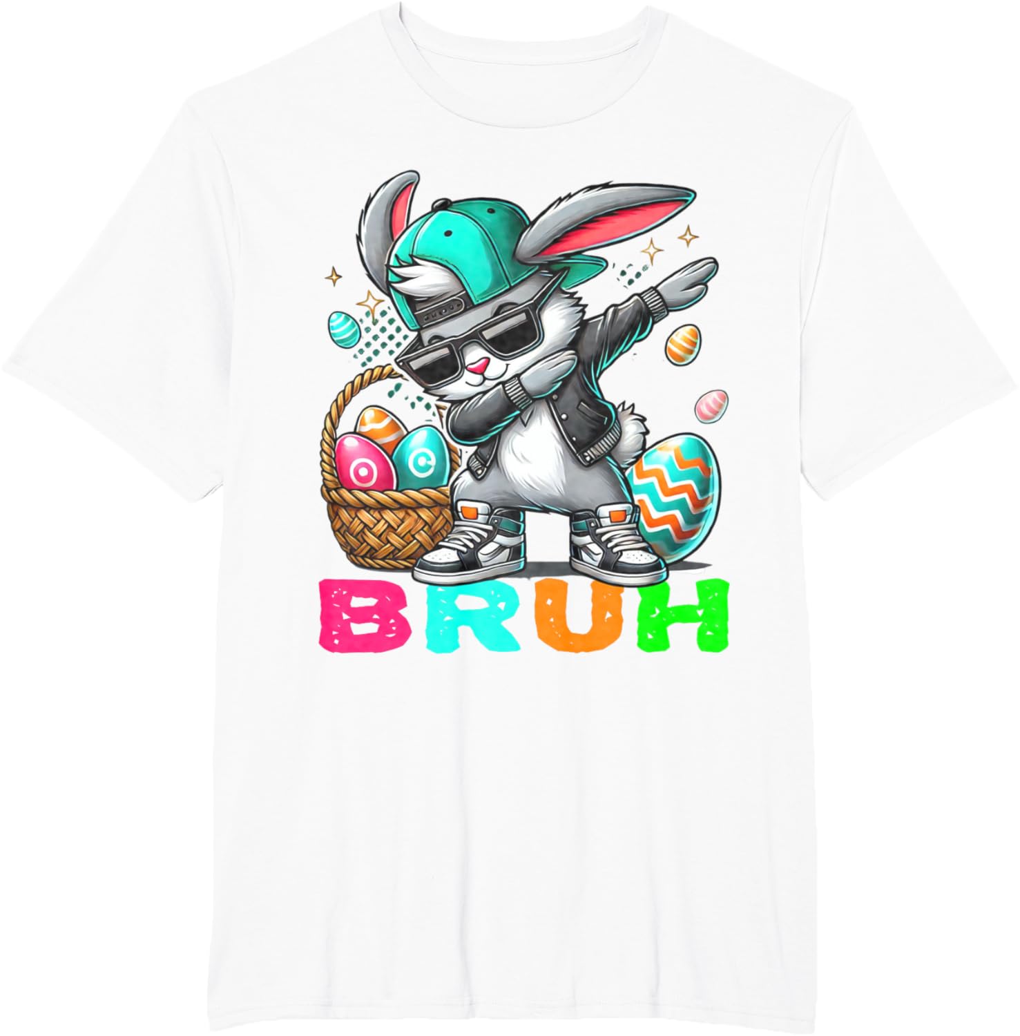 Dabbing Bunny Easter Bruh Meme Easter Day Eggs Boys Kids Men T-Shirt