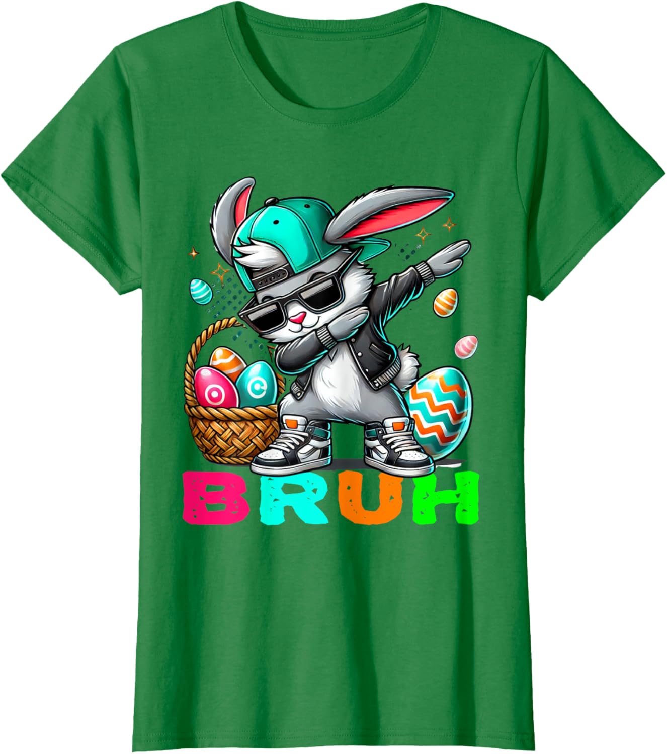 Dabbing Bunny Easter Bruh Meme Easter Day Eggs Boys Kids Men T-Shirt