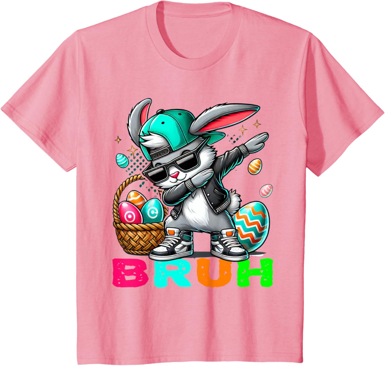 Dabbing Bunny Easter Bruh Meme Easter Day Eggs Boys Kids Men T-Shirt