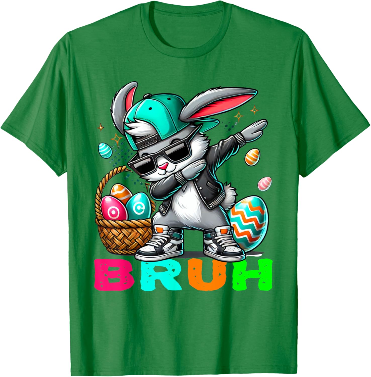 Dabbing Bunny Easter Bruh Meme Easter Day Eggs Boys Kids Men T-Shirt