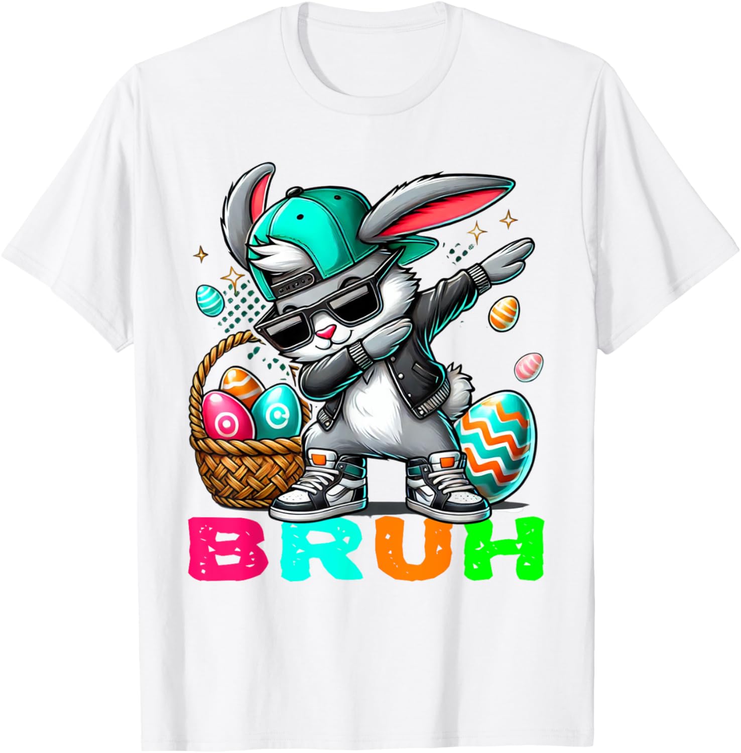 Dabbing Bunny Easter Bruh Meme Easter Day Eggs Boys Kids Men T-Shirt