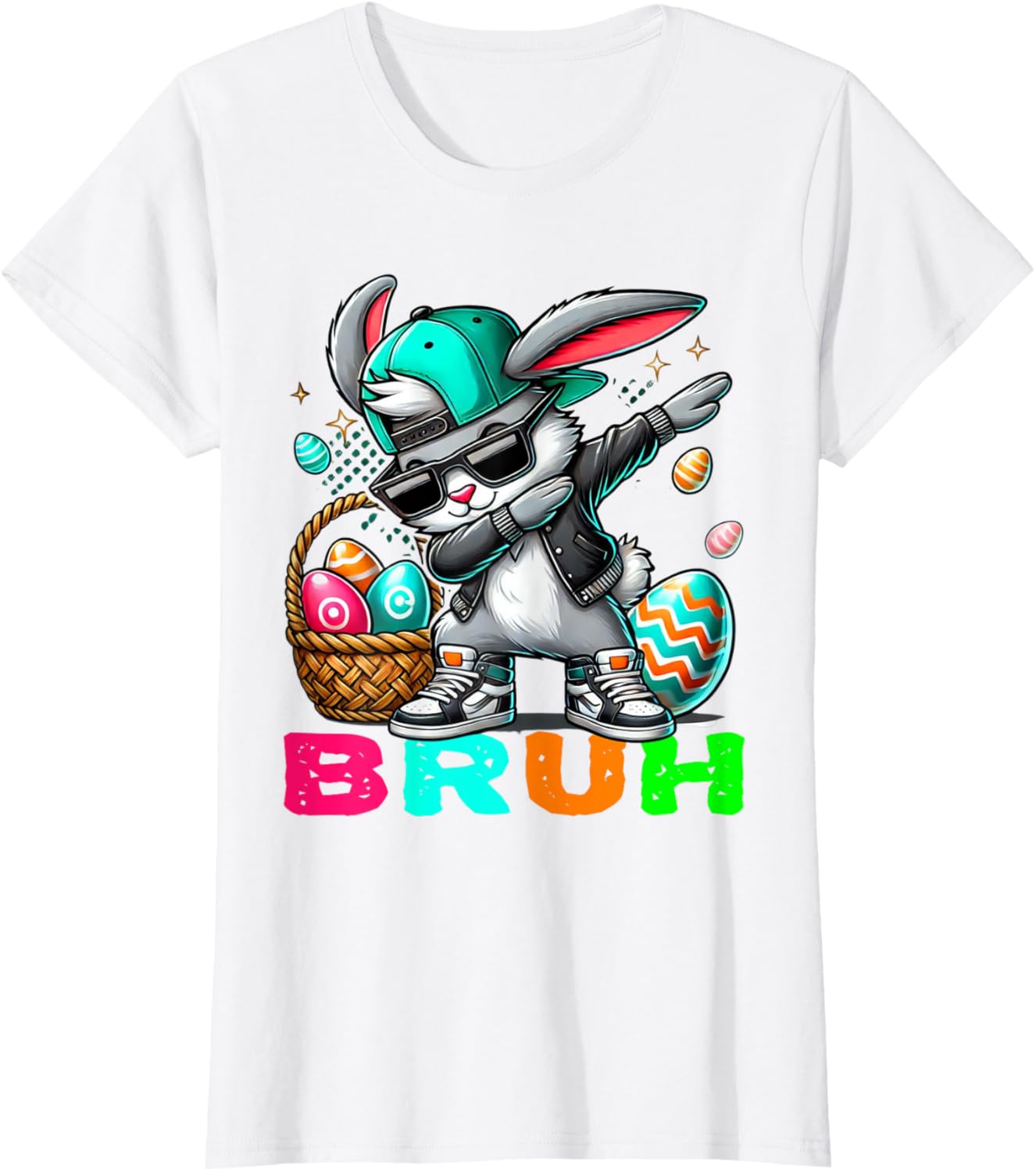 Dabbing Bunny Easter Bruh Meme Easter Day Eggs Boys Kids Men T-Shirt