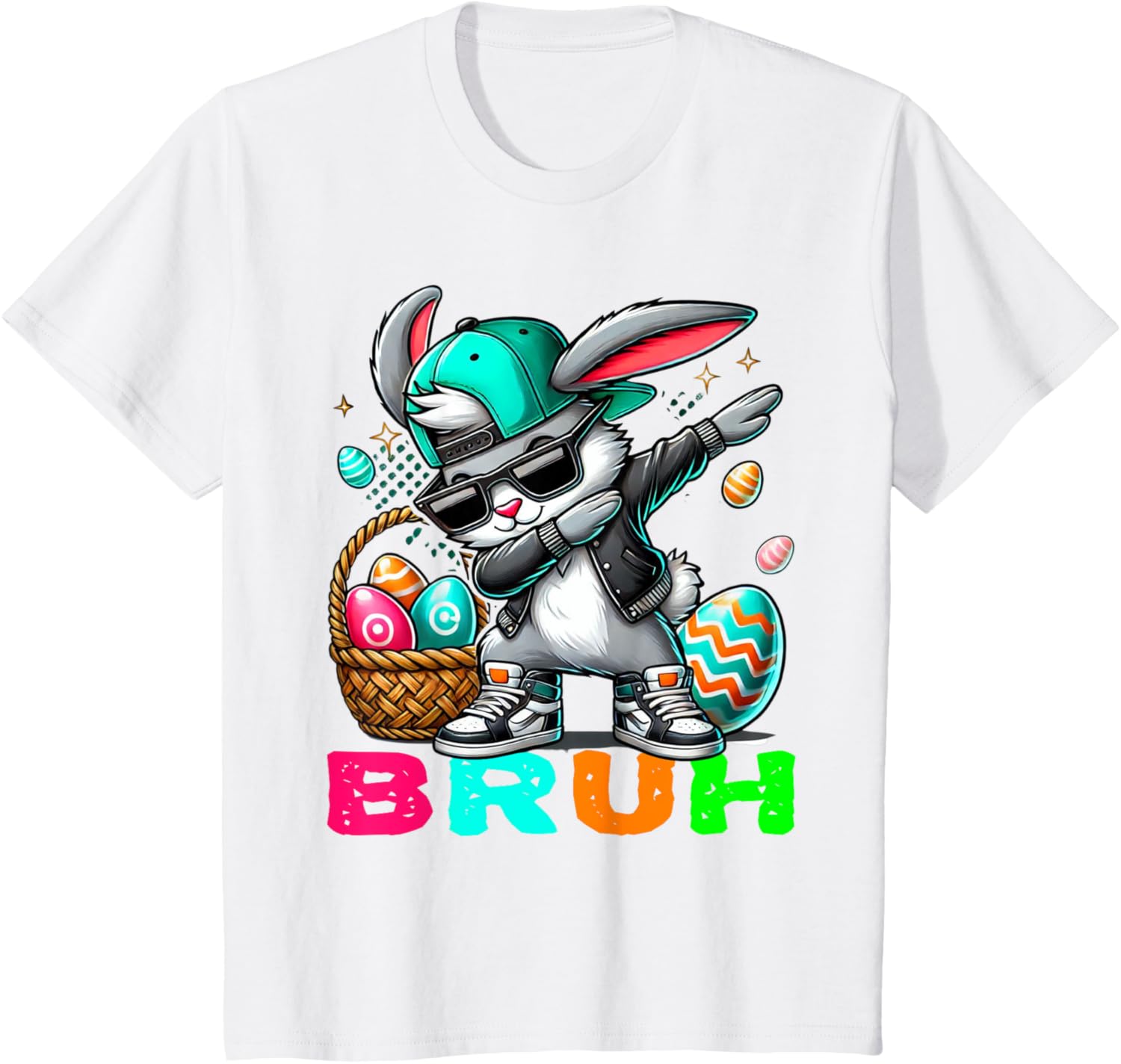 Dabbing Bunny Easter Bruh Meme Easter Day Eggs Boys Kids Men T-Shirt