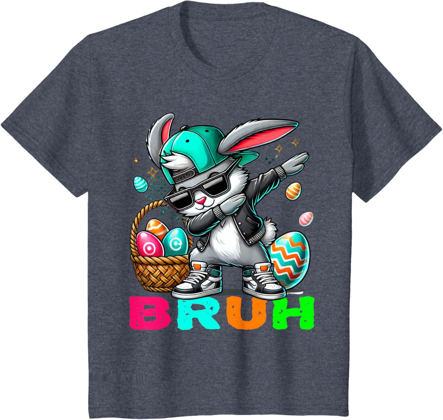 Dabbing Bunny Easter Bruh Meme Easter Day Eggs Boys Kids Men T-Shirt