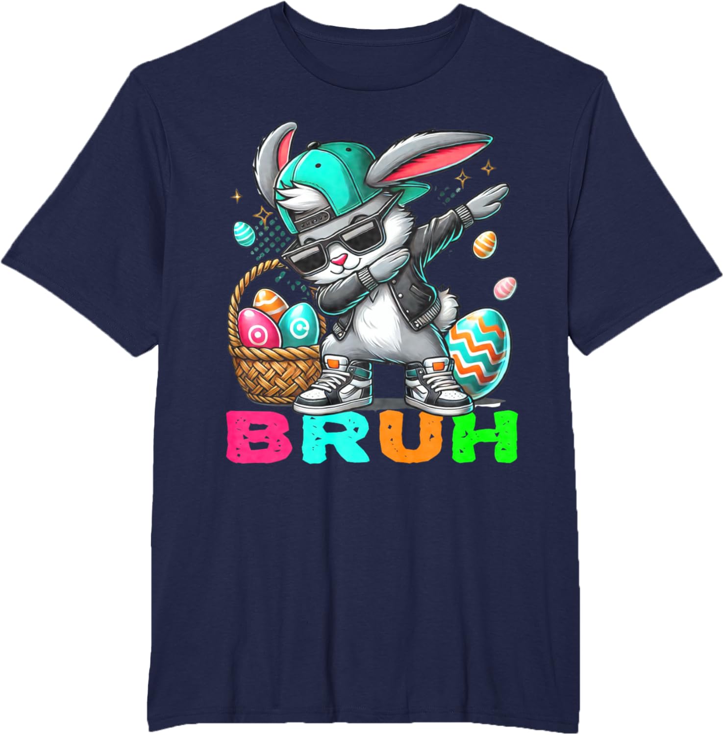 Dabbing Bunny Easter Bruh Meme Easter Day Eggs Boys Kids Men T-Shirt